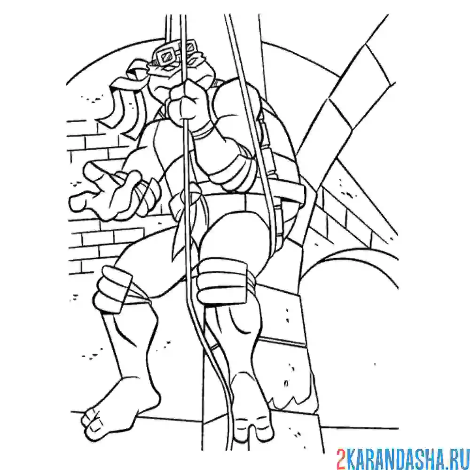 Раскраска черепашка-ниндзя борется со злом