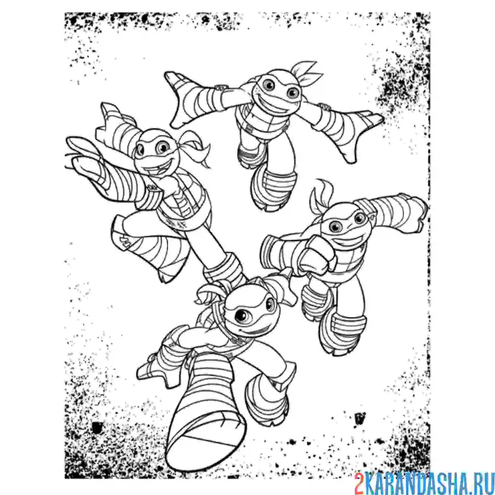 Раскраска необычный рисунок черепашек-ниндзя
