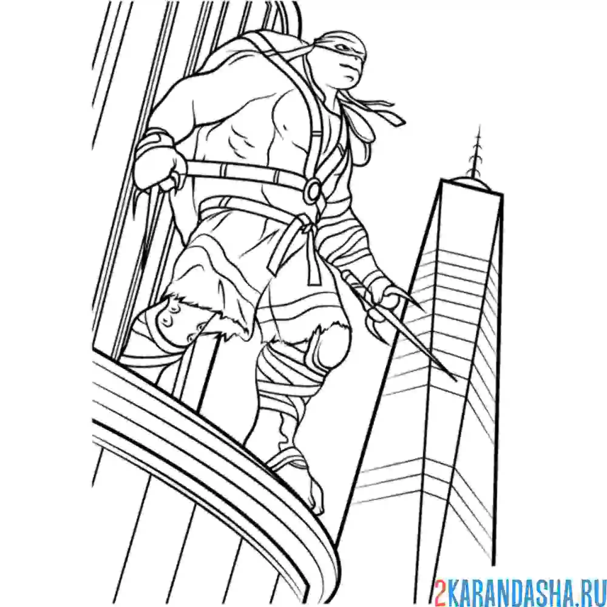 Раскраска мутант черепашка-ниндзя рафаэль