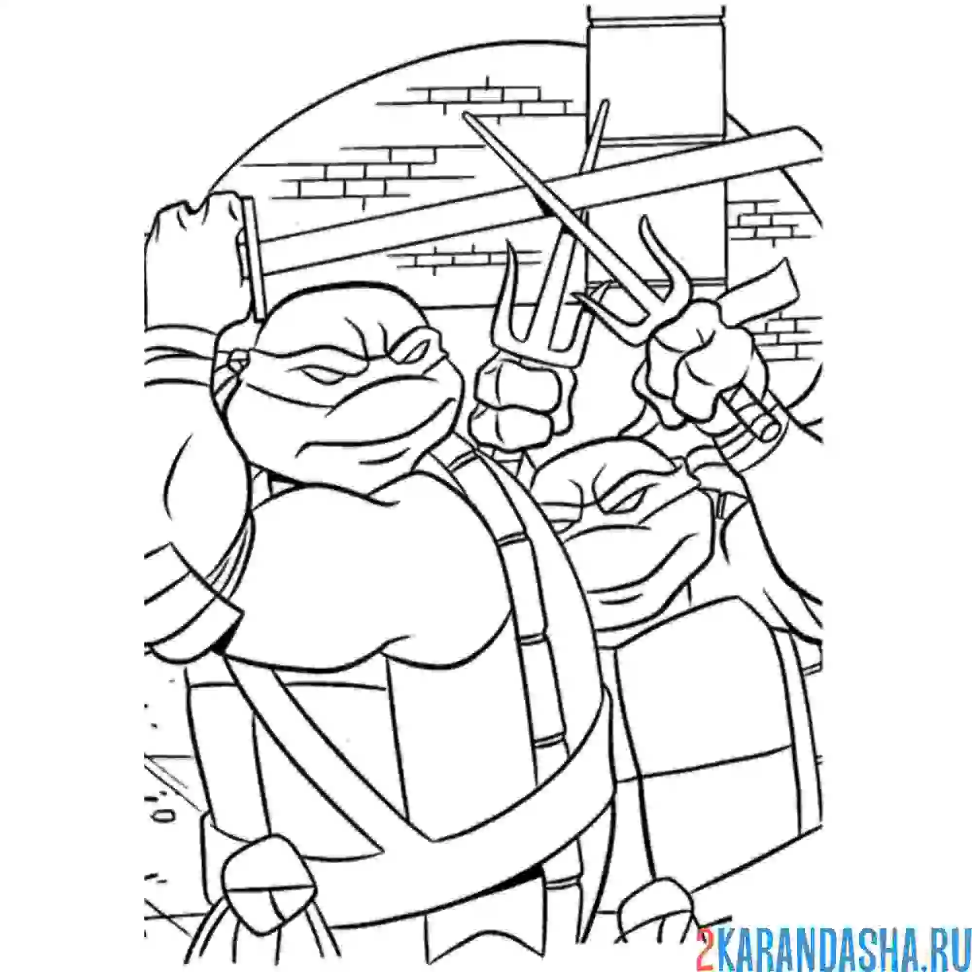 Раскраска рафаэль и леонардо черепашки-ниндзя