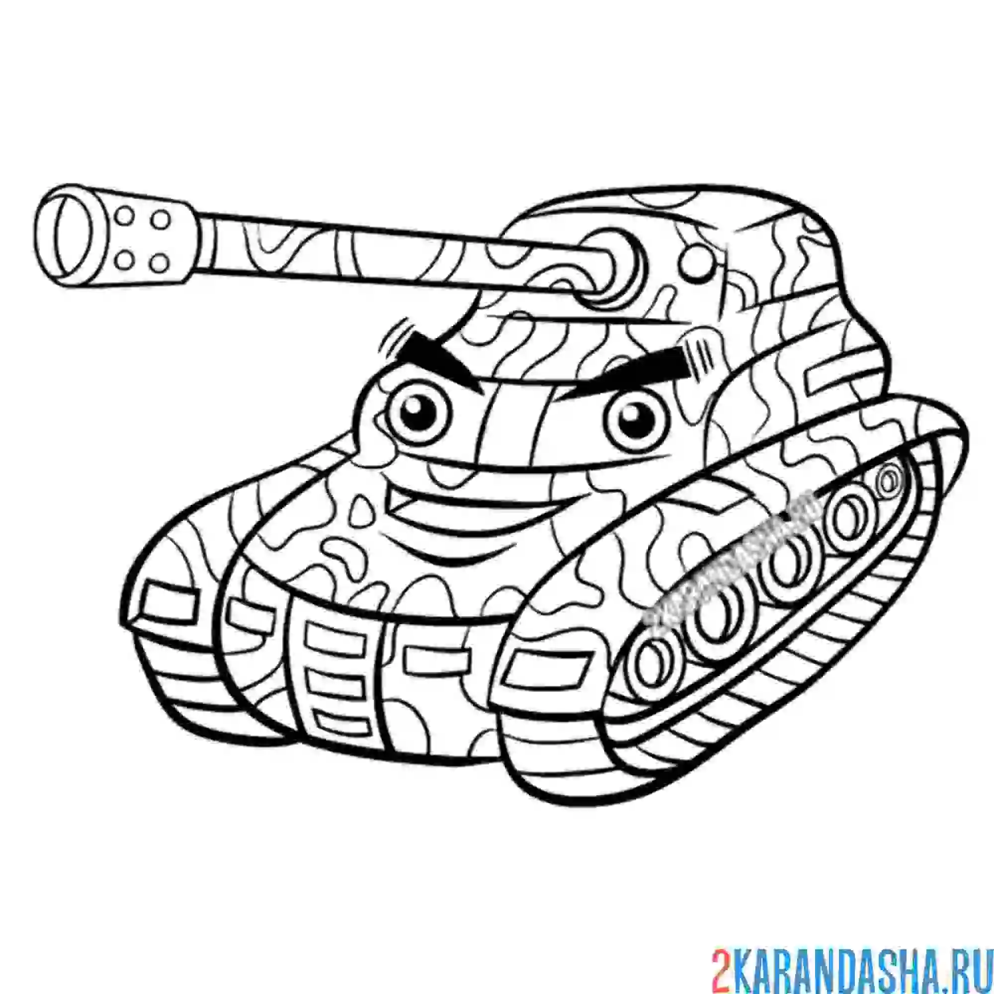 Раскраска танк для малышей