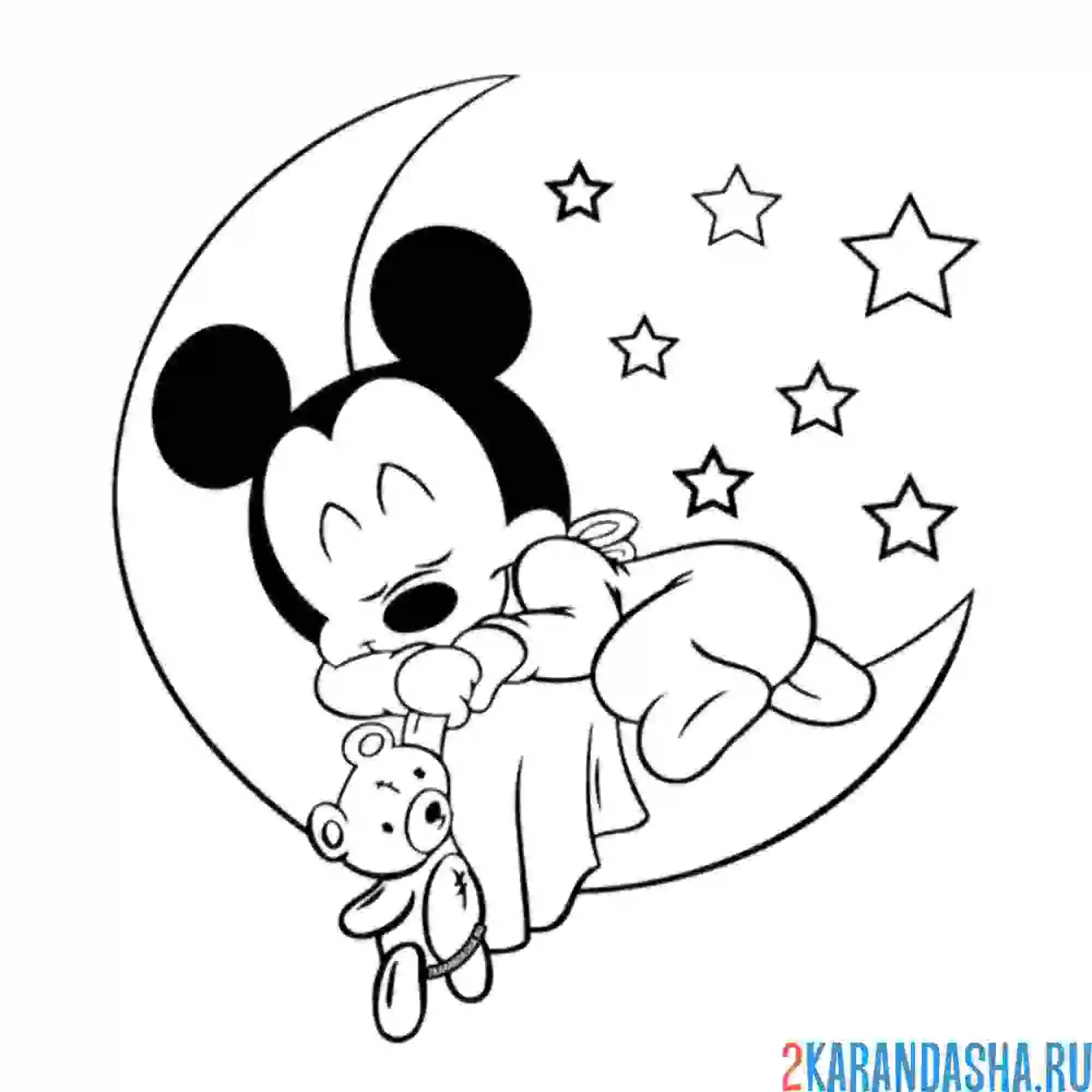 Раскраска милый малыш микки
