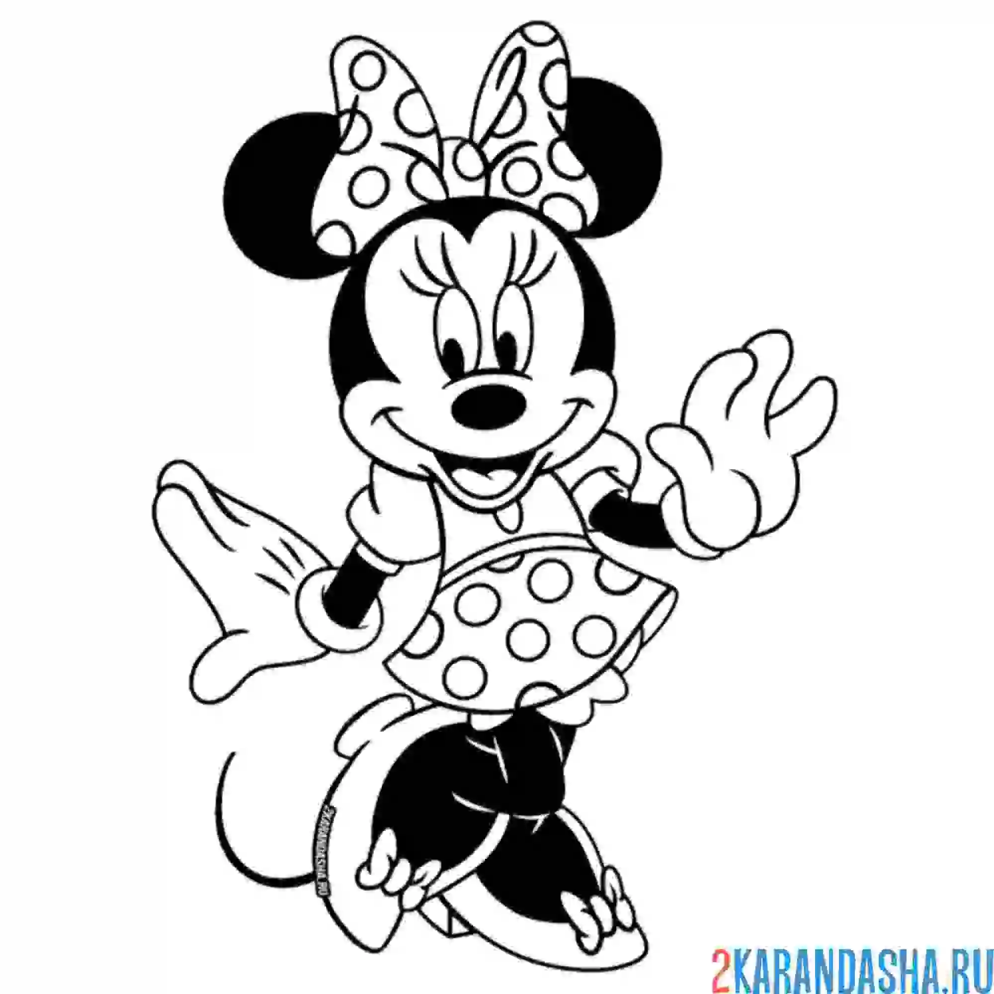 Раскраска минни с бантом