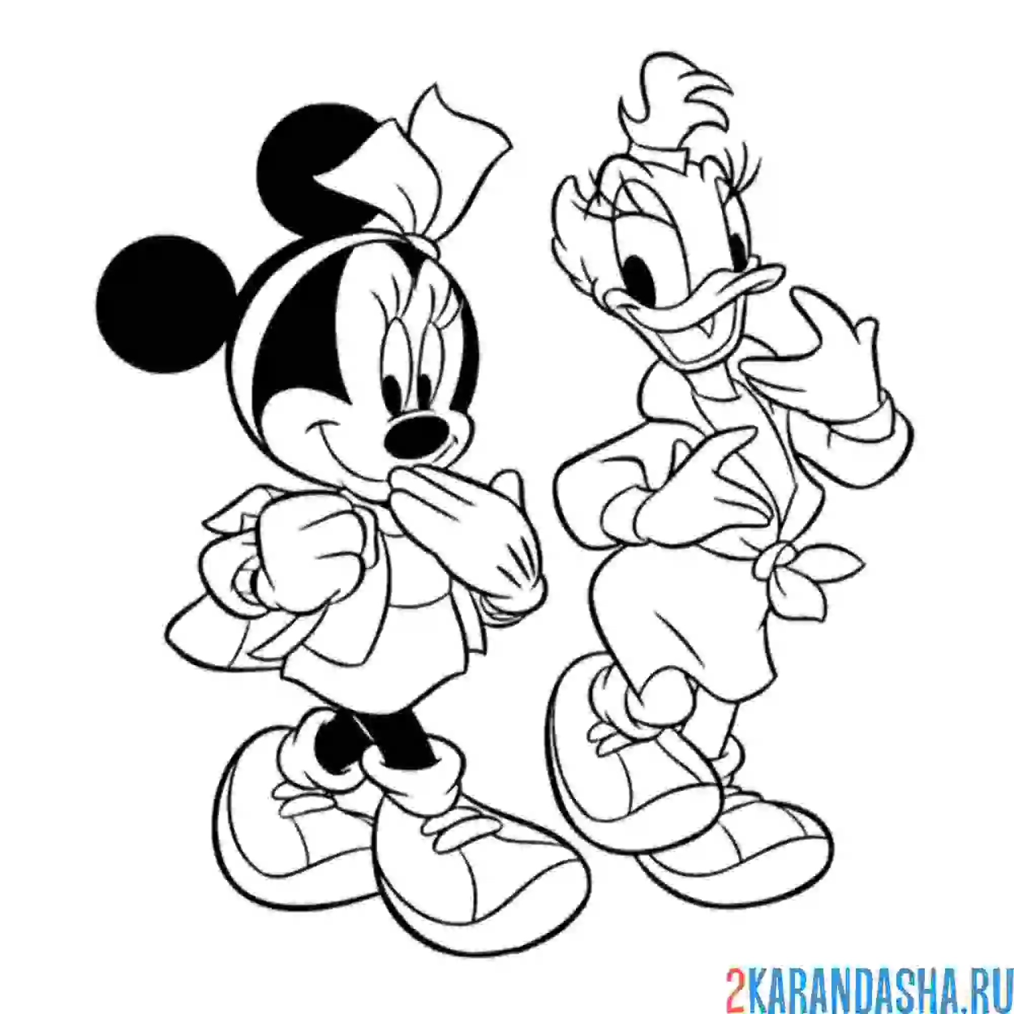 Раскраска минни и дейзи дак гуляют