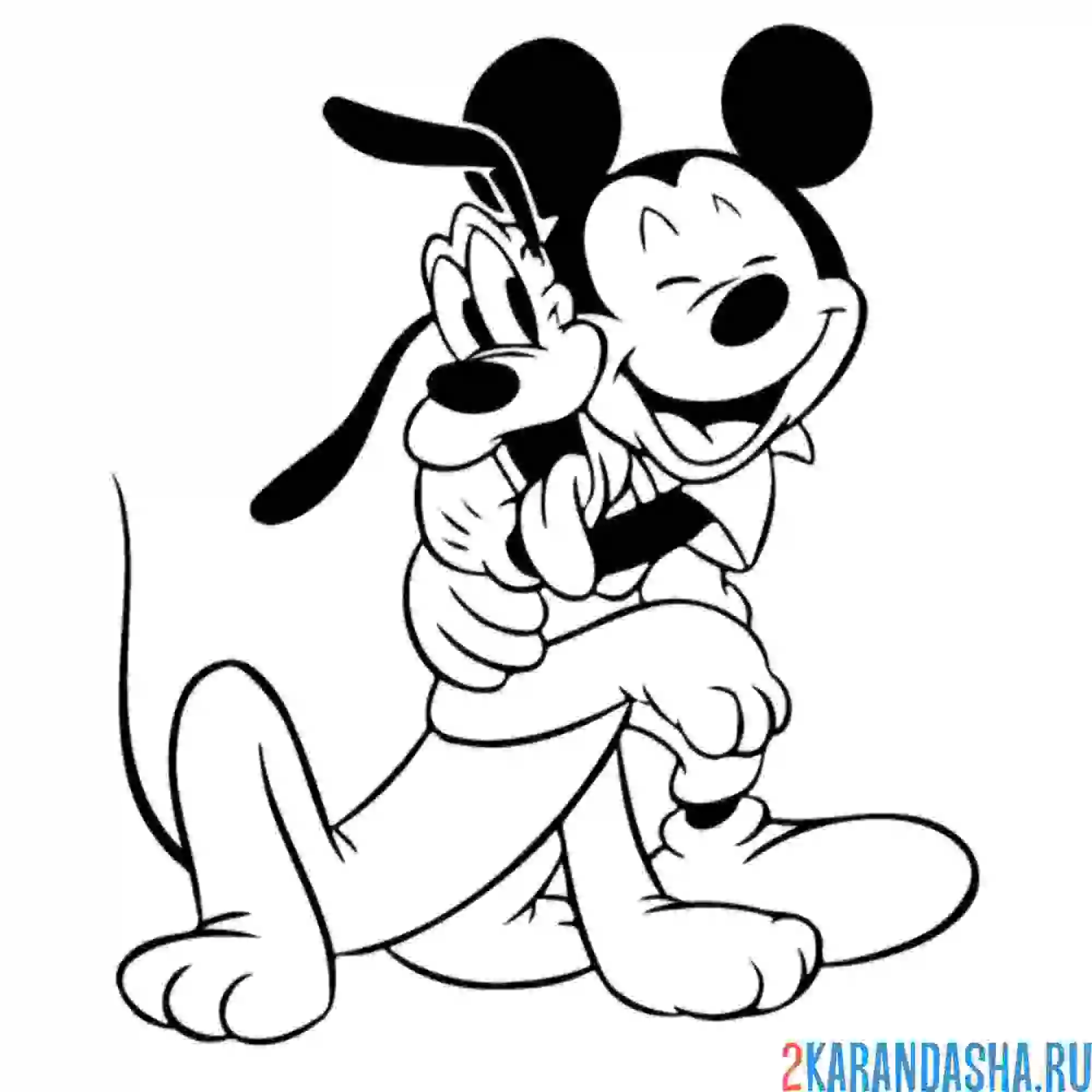 Раскраска друзья плуто и микки