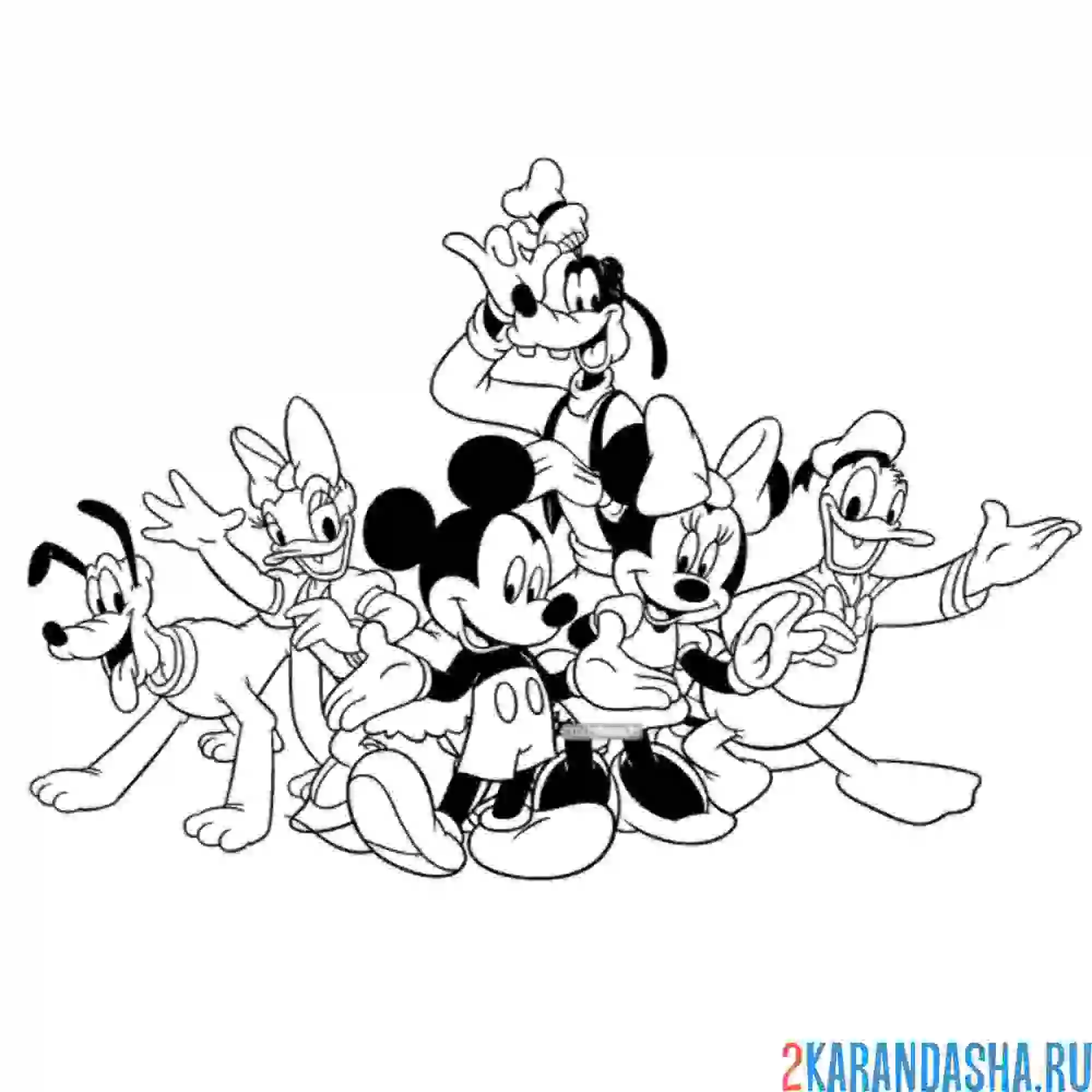 Раскраска все друзья микки мауса