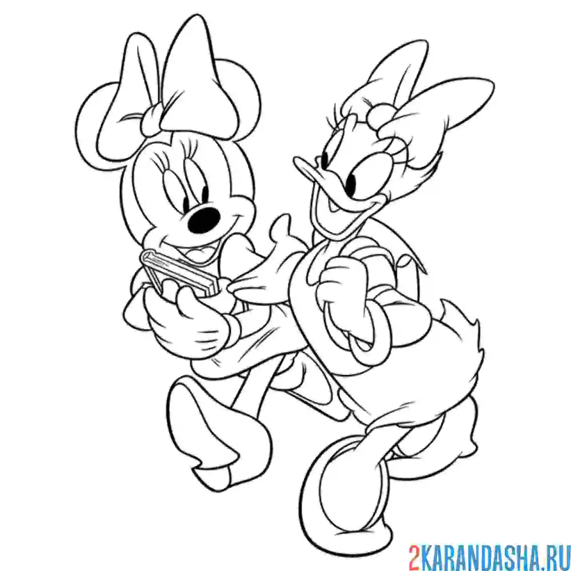 Раскраска минни и дейзи дак на прогулке