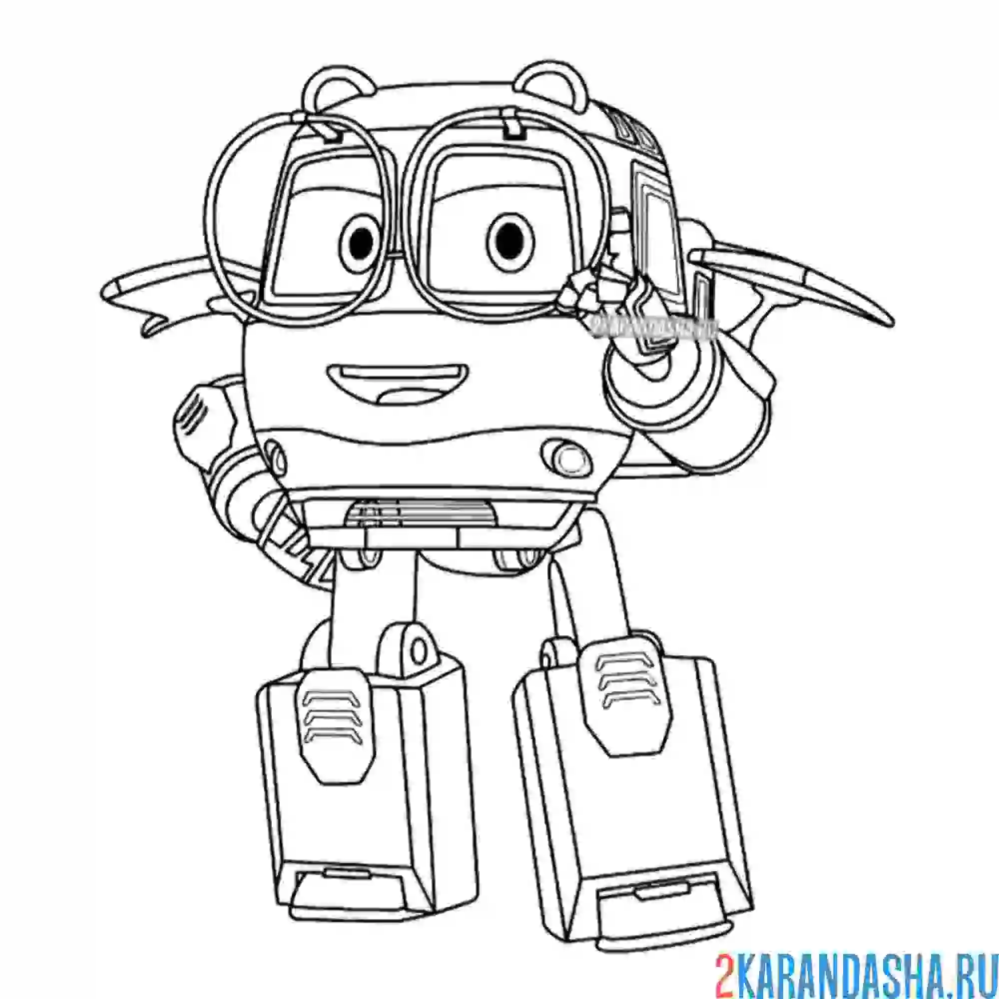 Раскраска робот-поезд джинни новый сезон