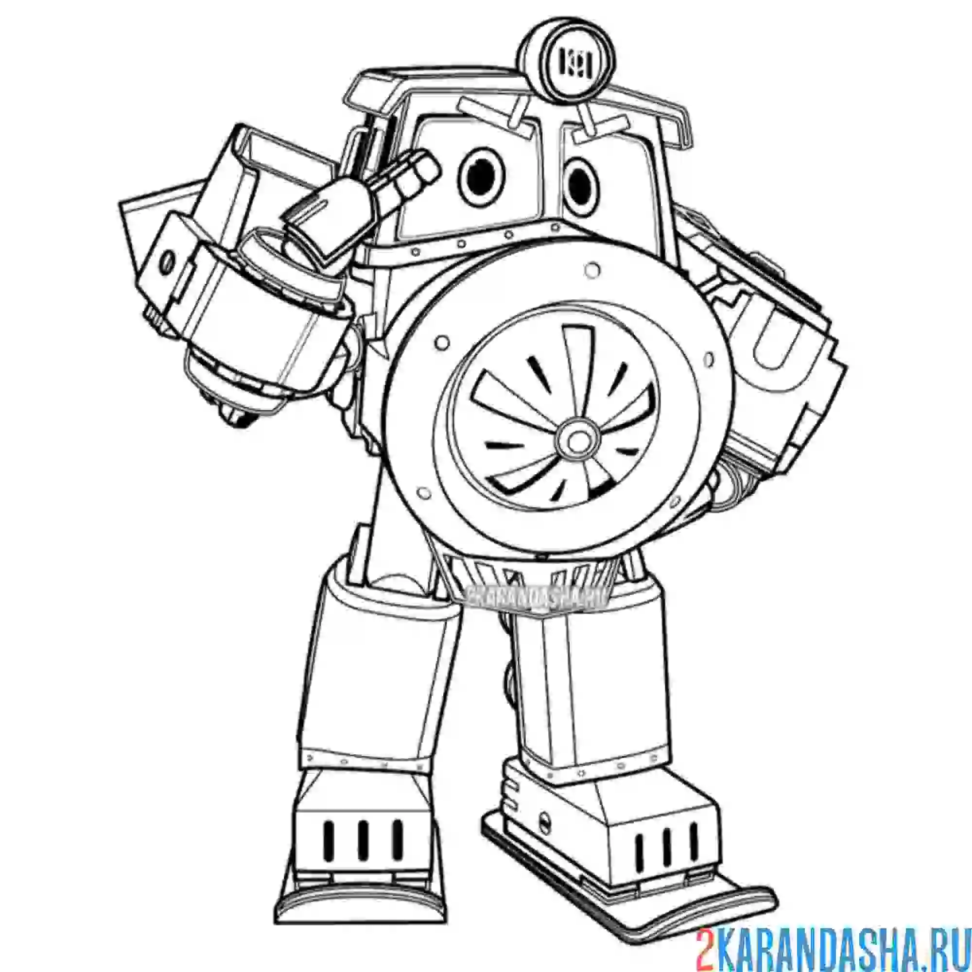 Раскраска виктор робот-поезд