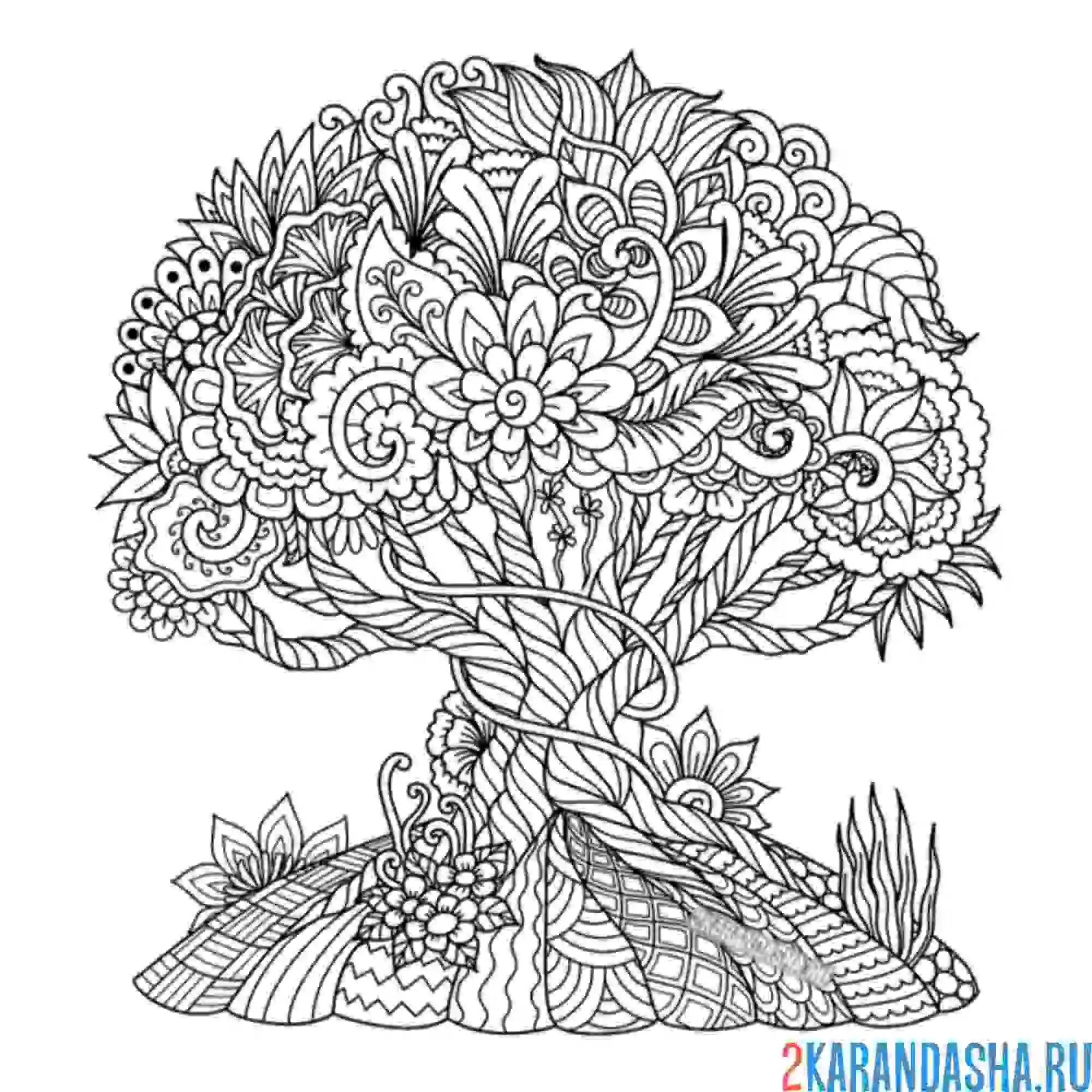 Раскраска дерево любви