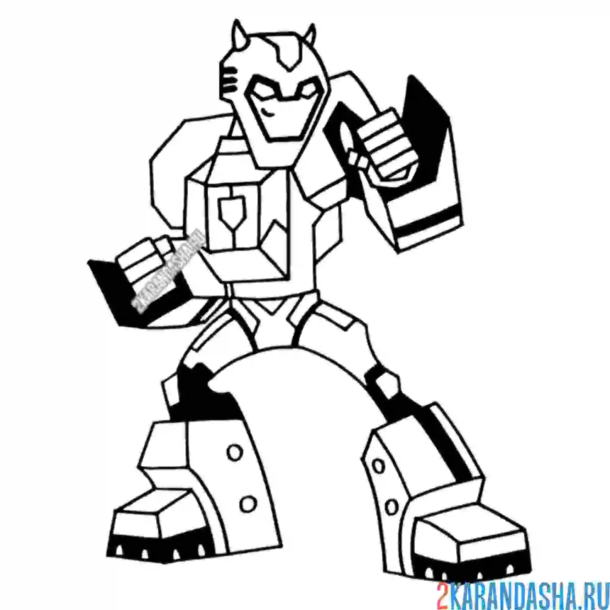 Раскраска бамблби трансформер автобот в стойке