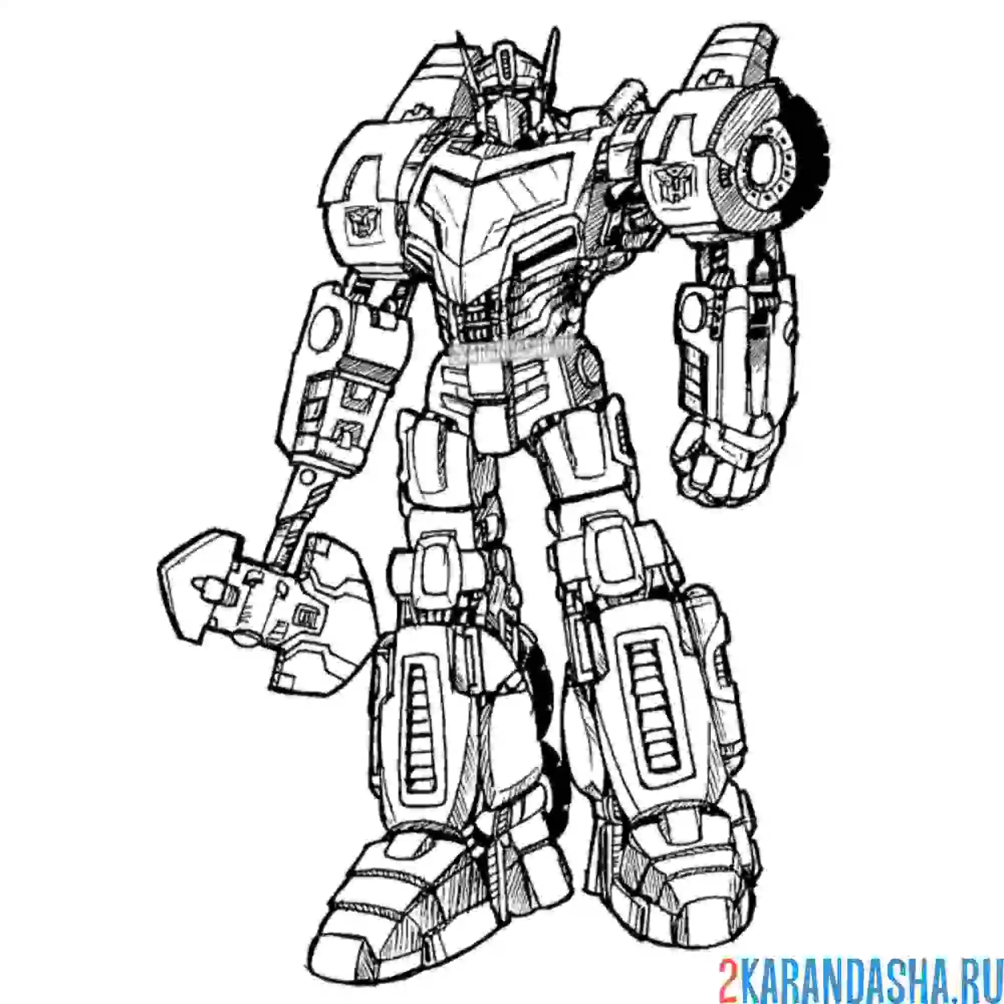 Раскраска робот оптимус прайм