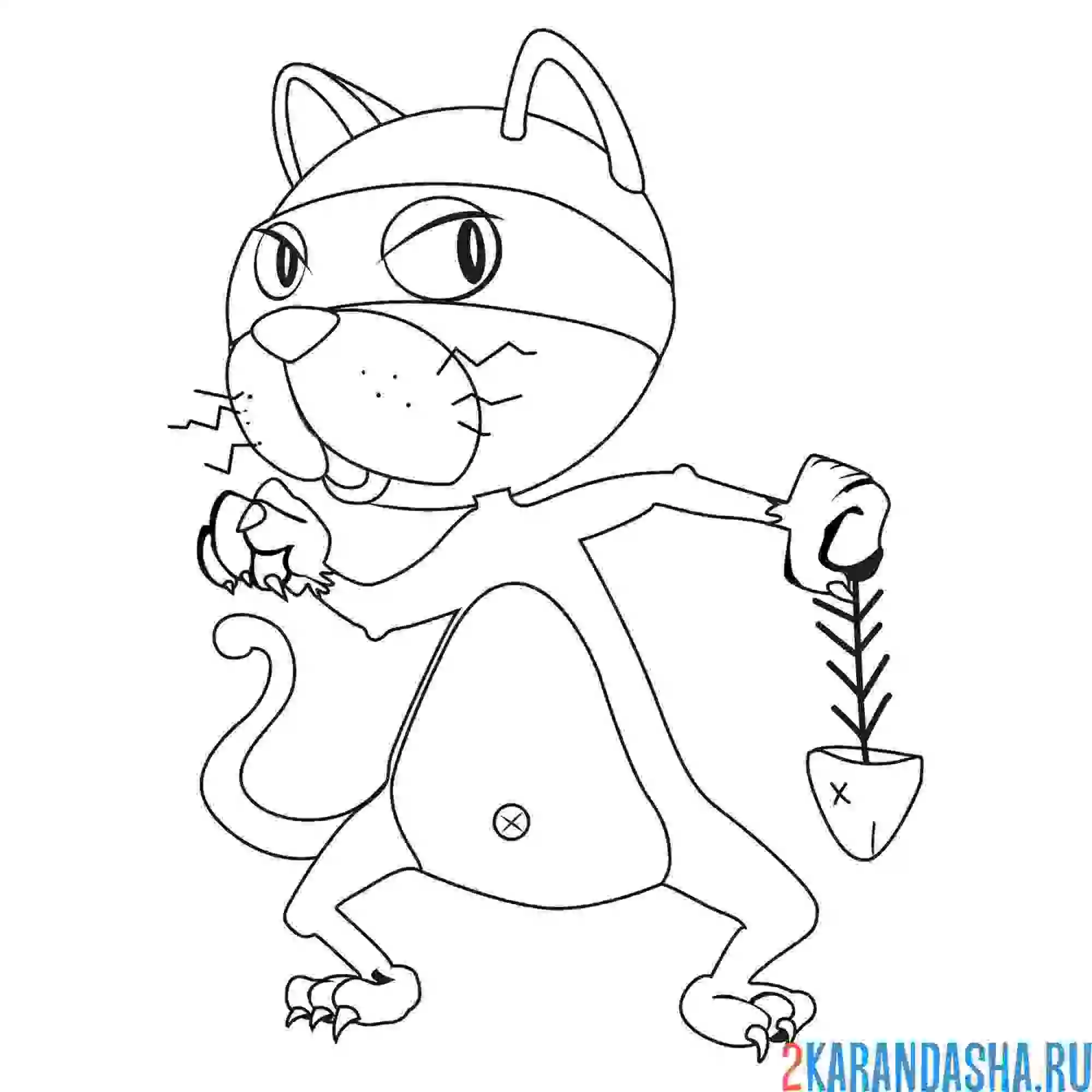 Раскраска кот в маске