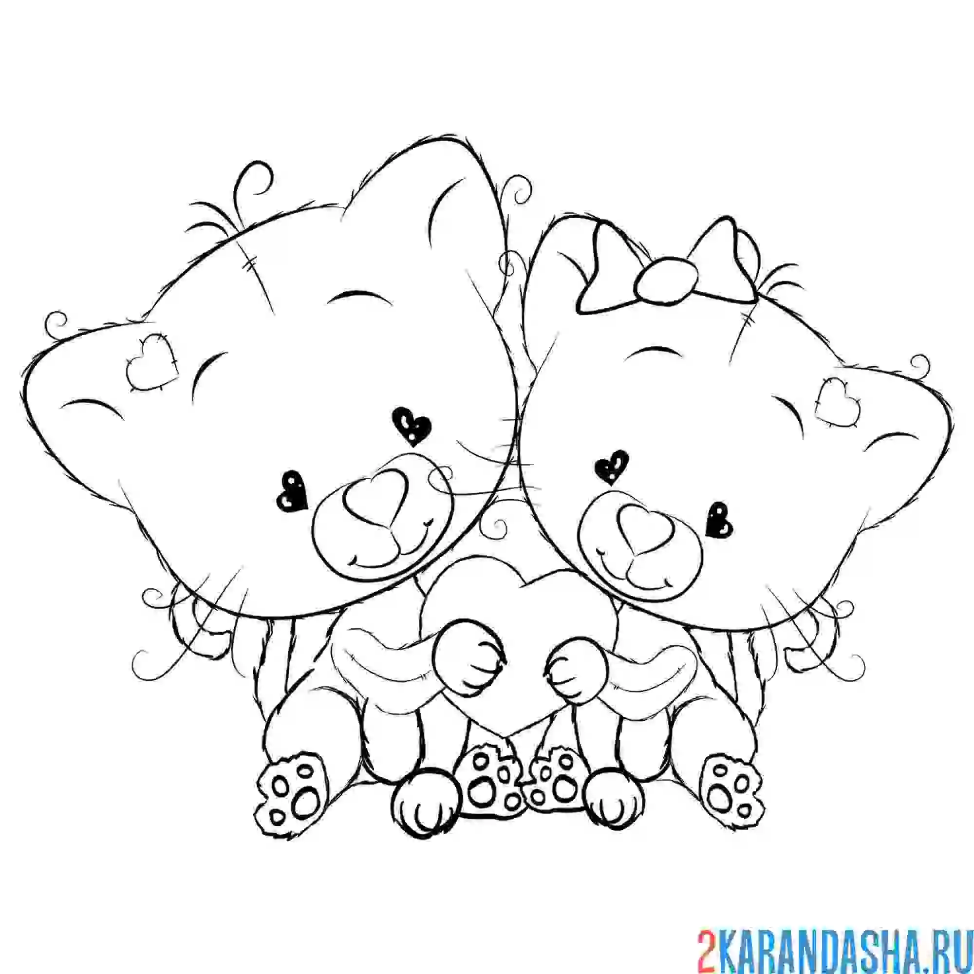 Раскраска два котенка