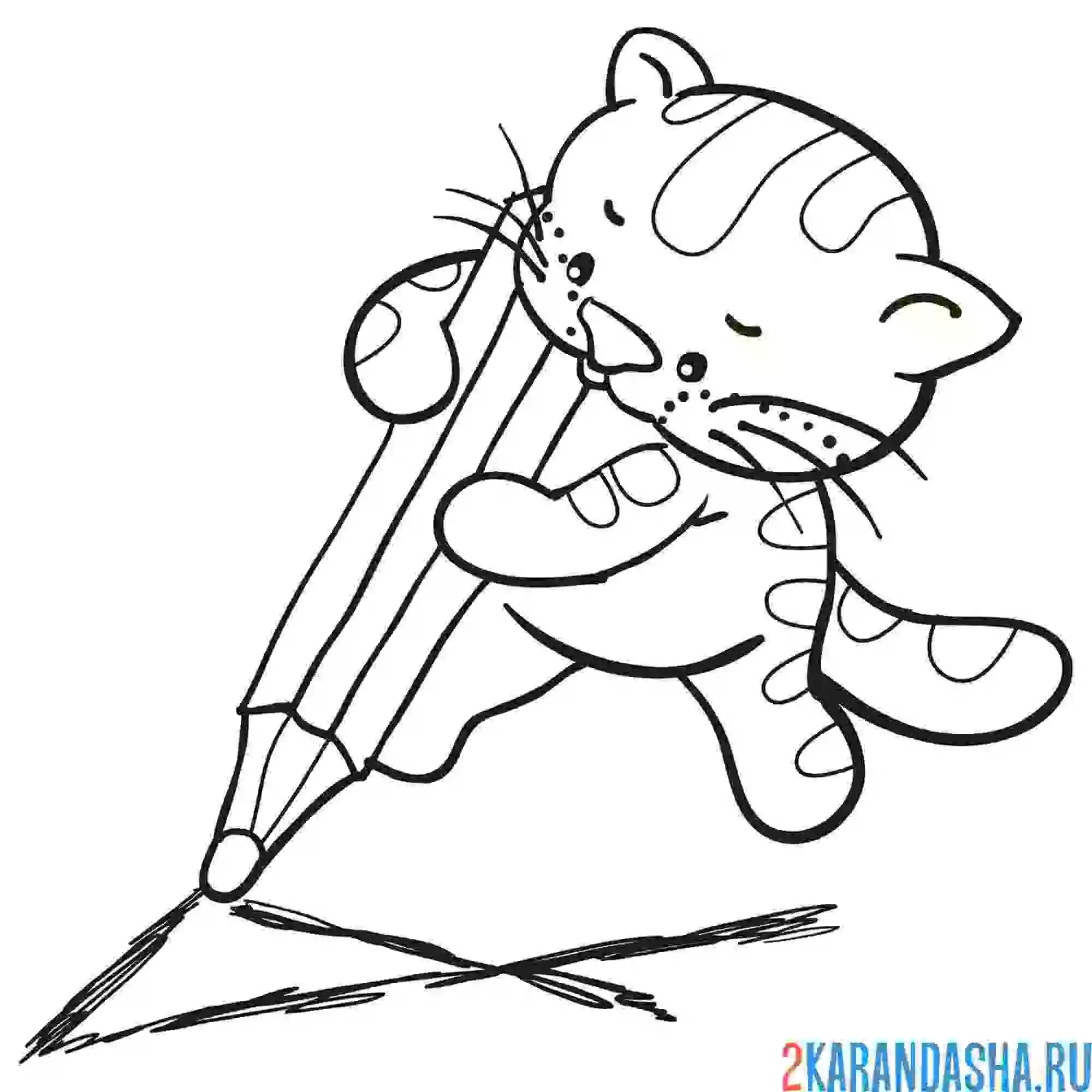 Раскраска котенок рисует