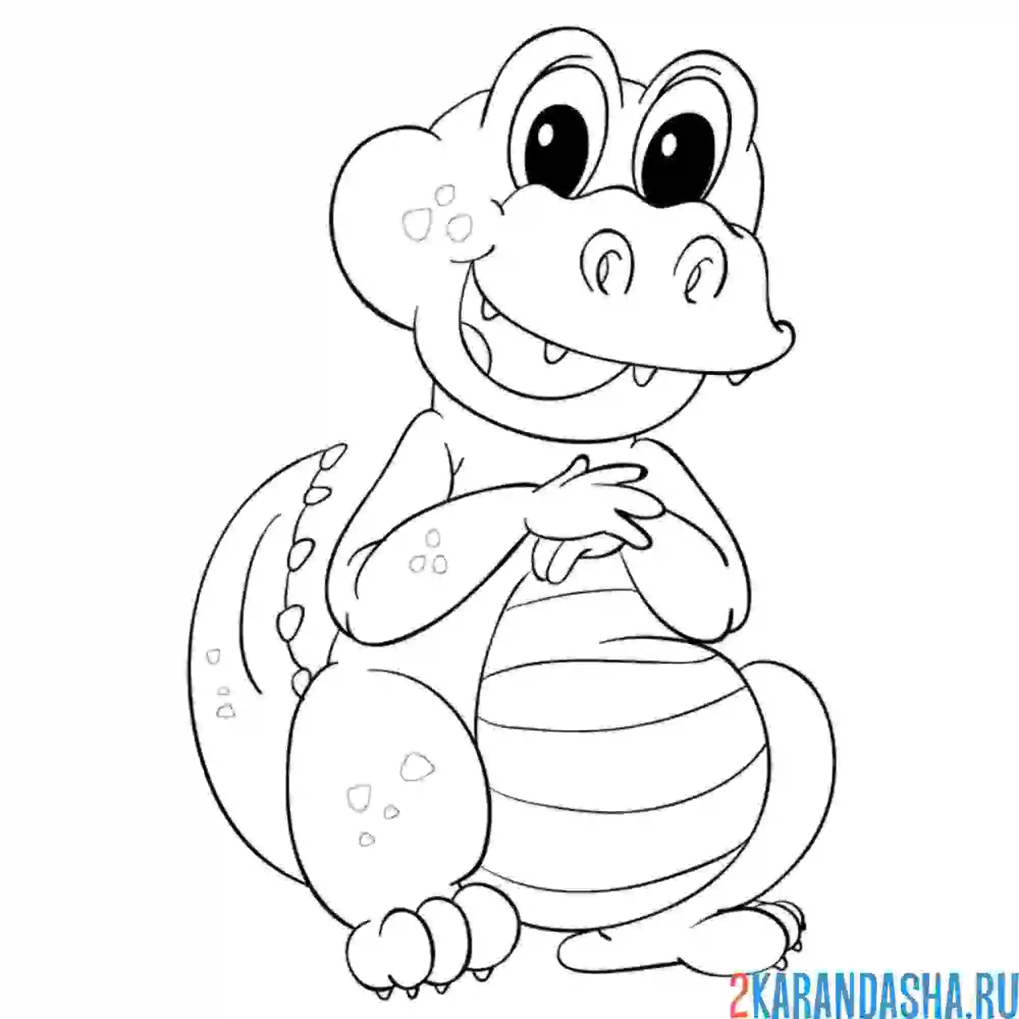 Раскраска милый крокодил