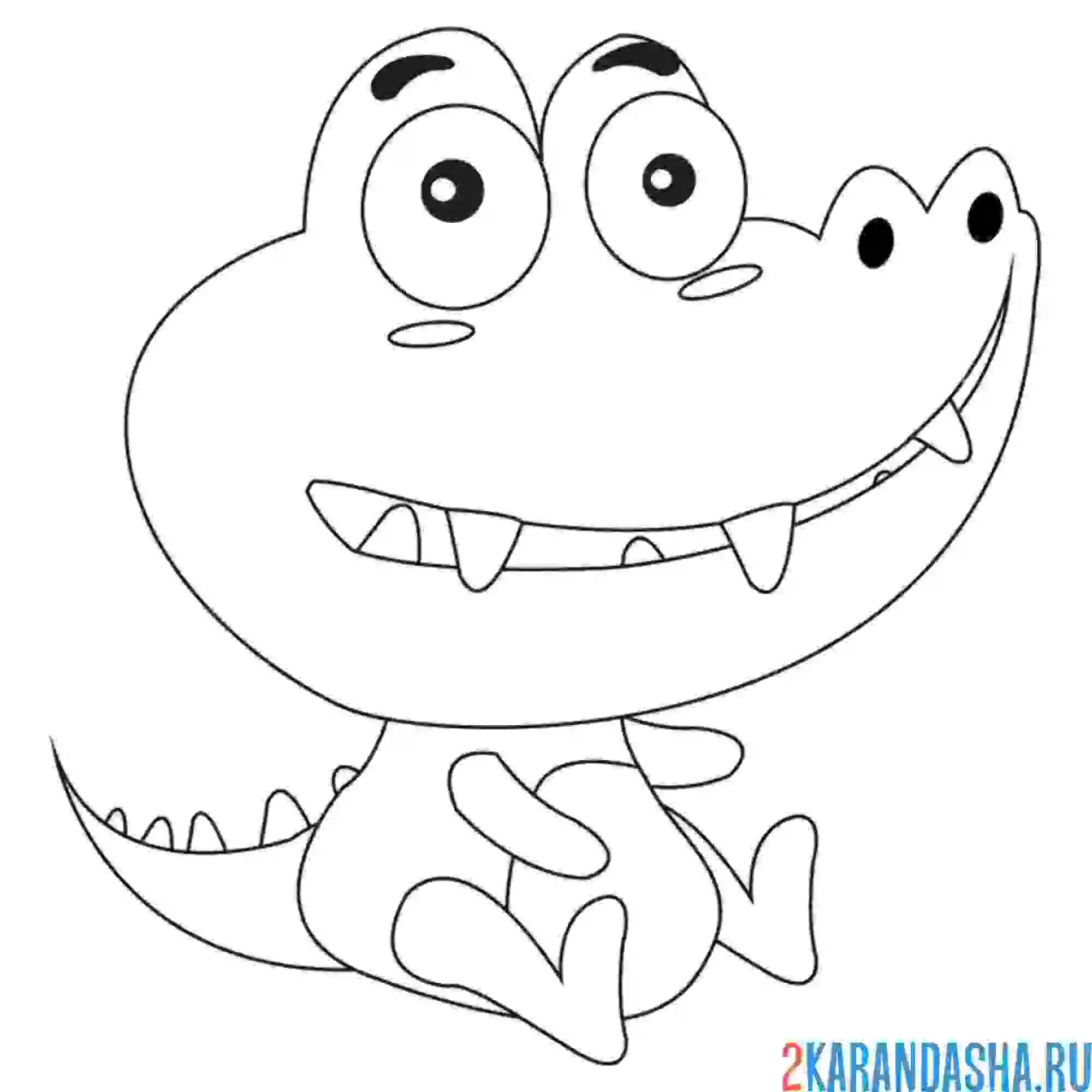 Раскраска маленький крокодил