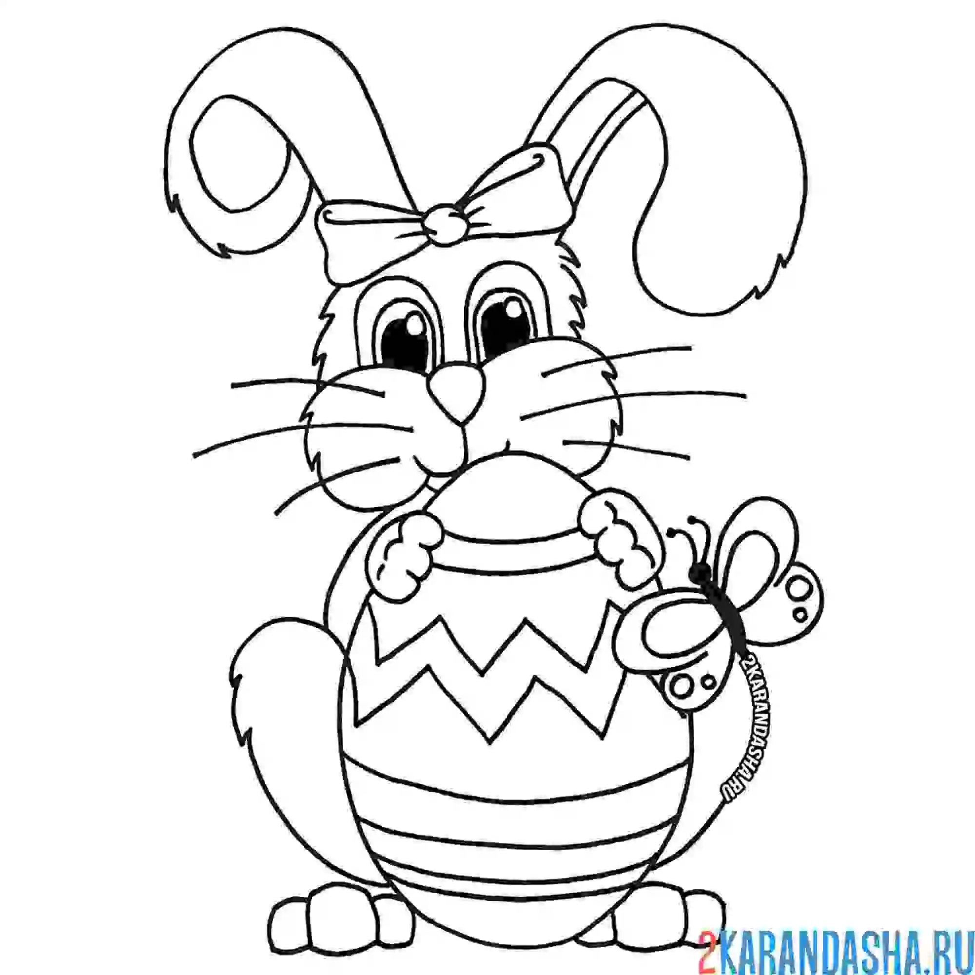 Раскраска пасхальный кролик