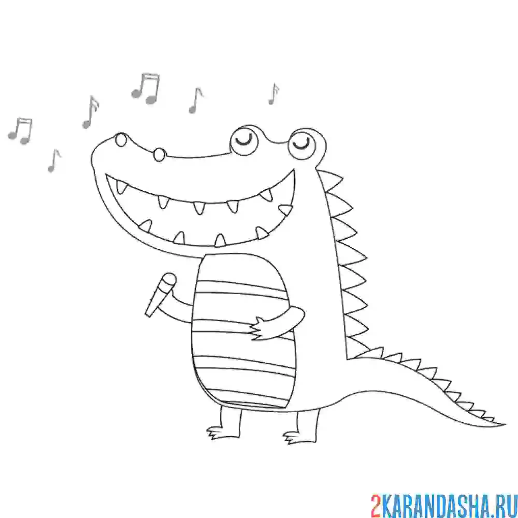 Раскраска крокодил музыкант