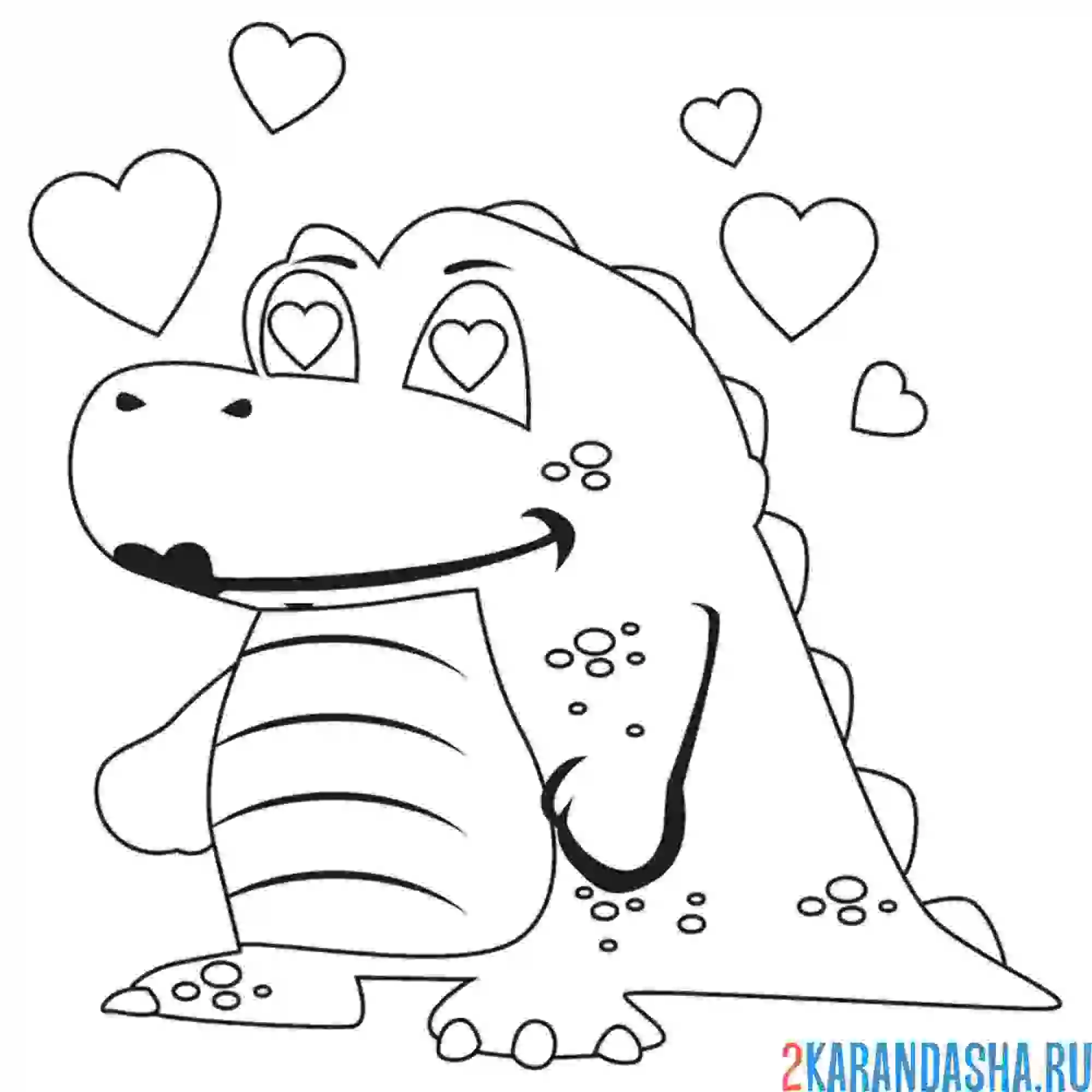 Раскраска крокодил влюблен