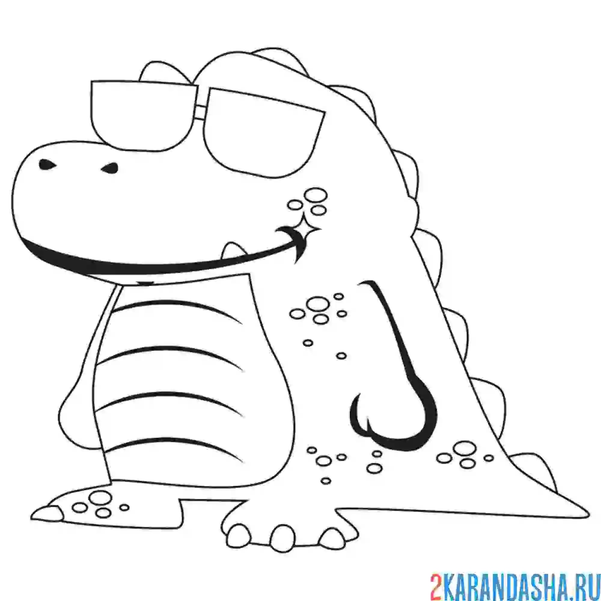 Раскраска крокодил крутой в очках