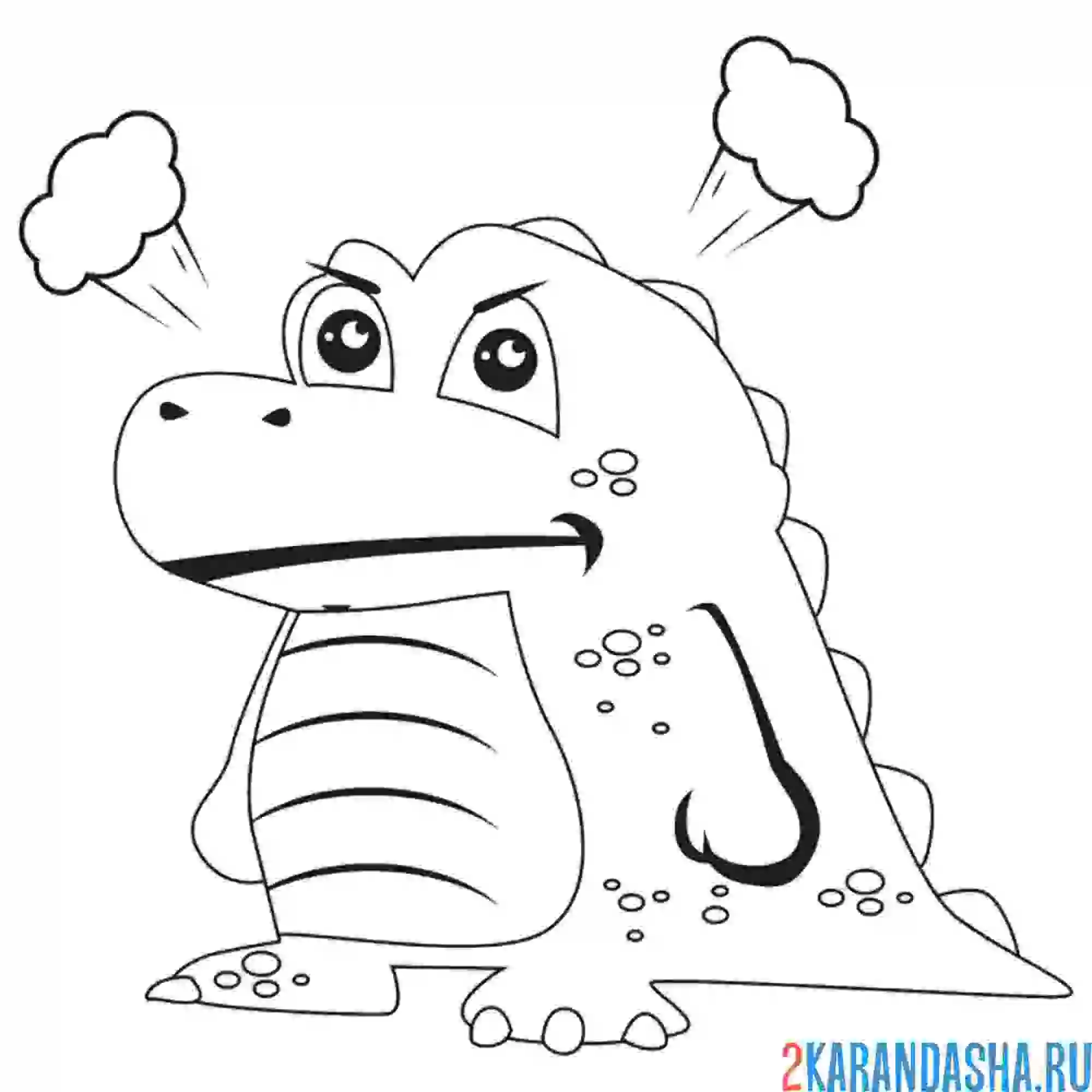 Раскраска крокодил разозлился