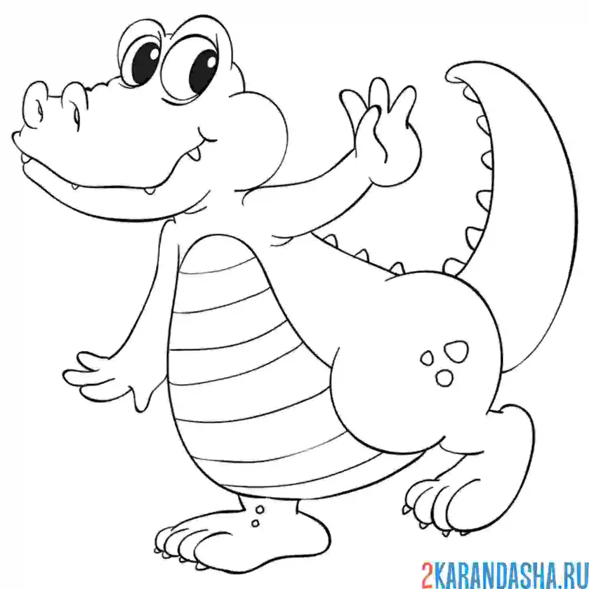 Раскраска крокодил хорошенький