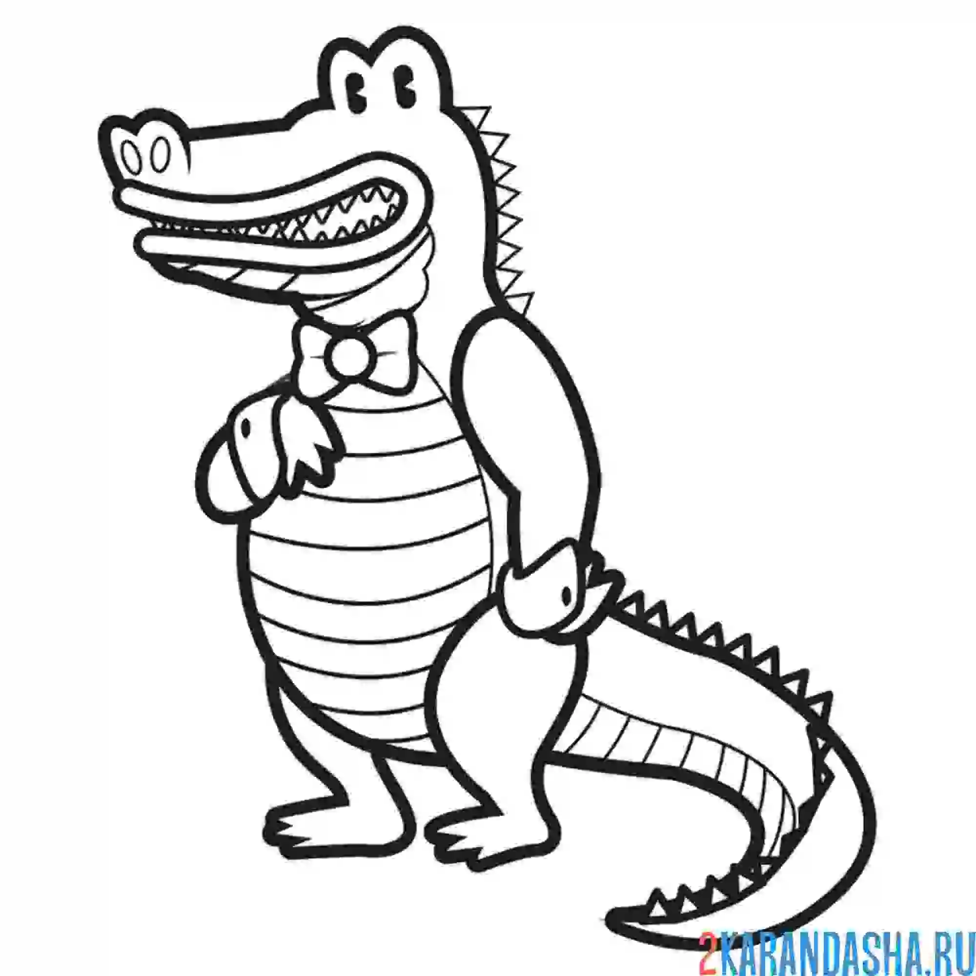 Раскраска крокодил в бабочке