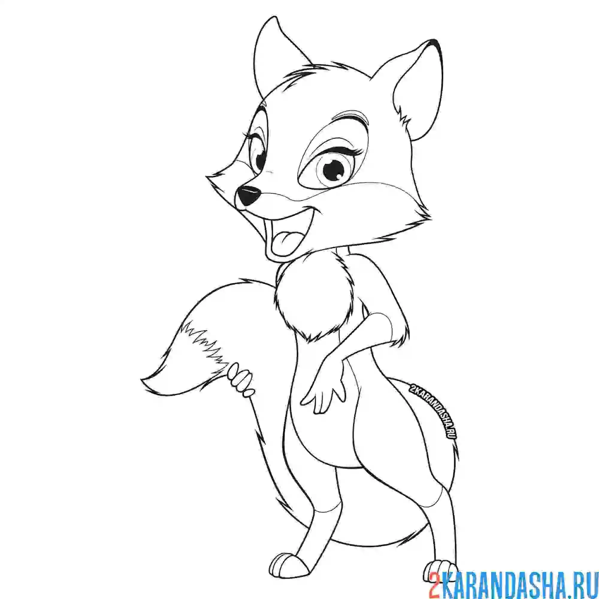 Раскраска девочка лиса