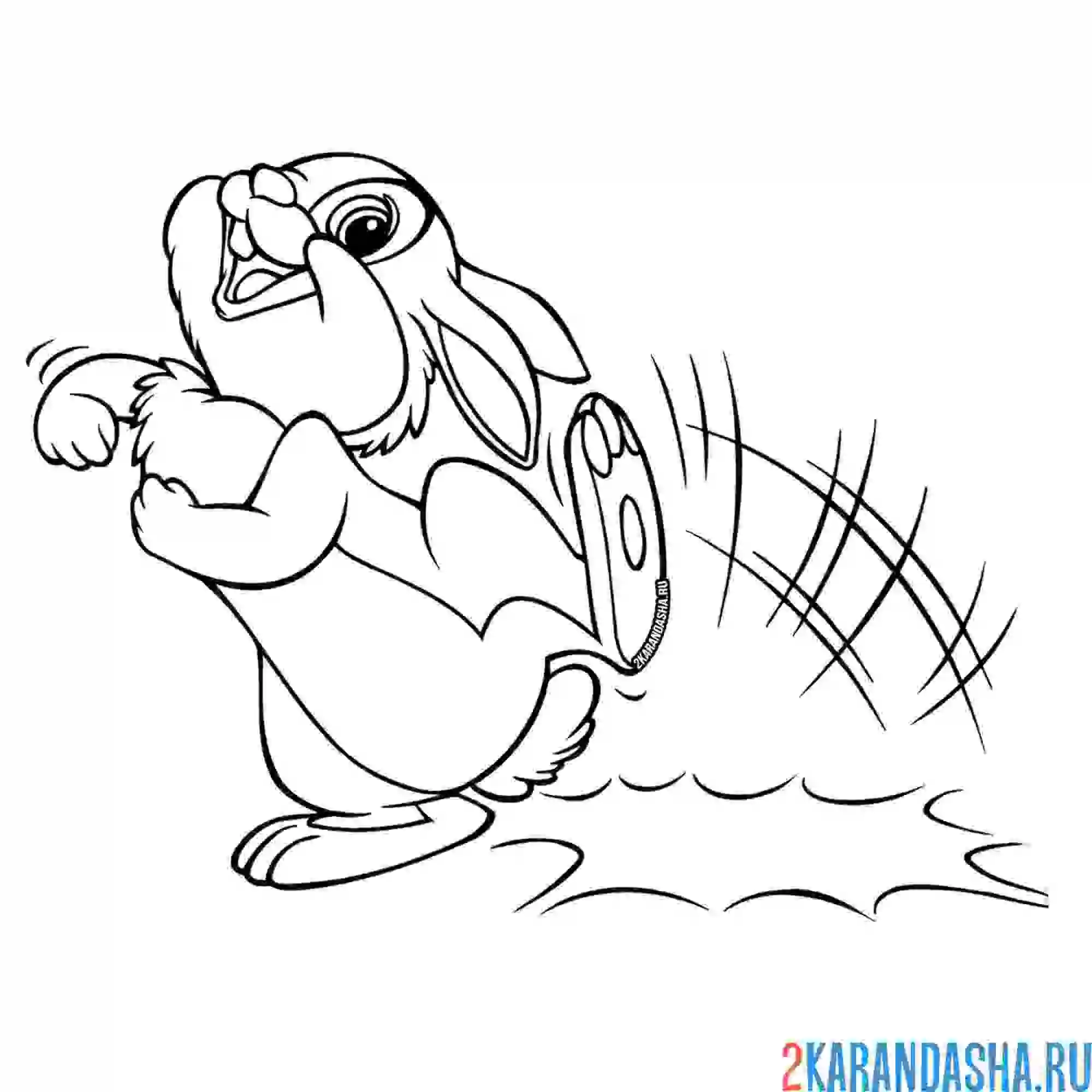 Раскраска заяц стучит лапкой