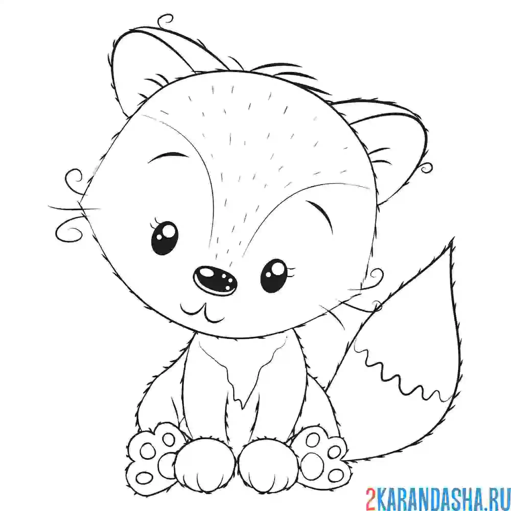 Раскраска маленький лисенок