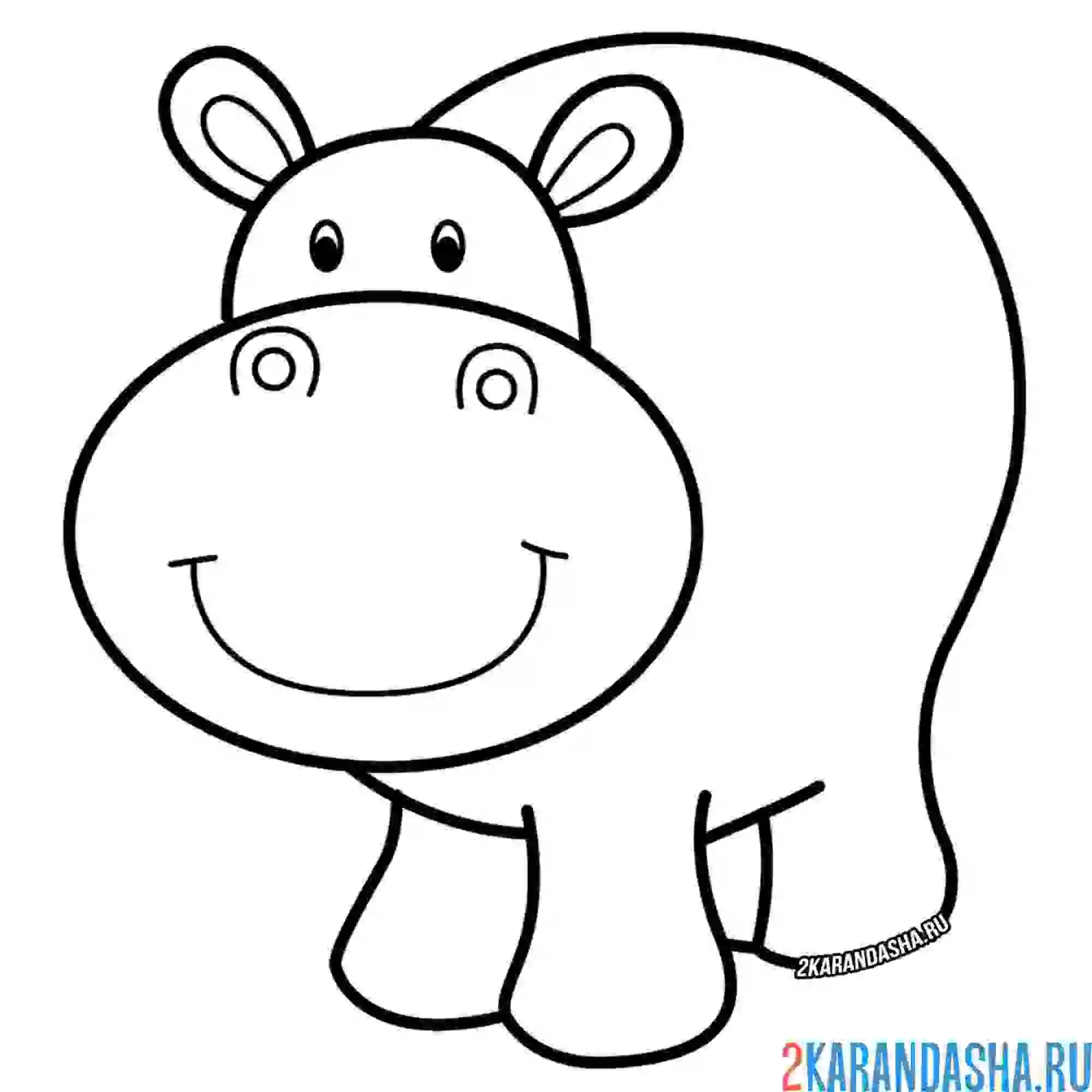 Раскраска смешной бегемотик
