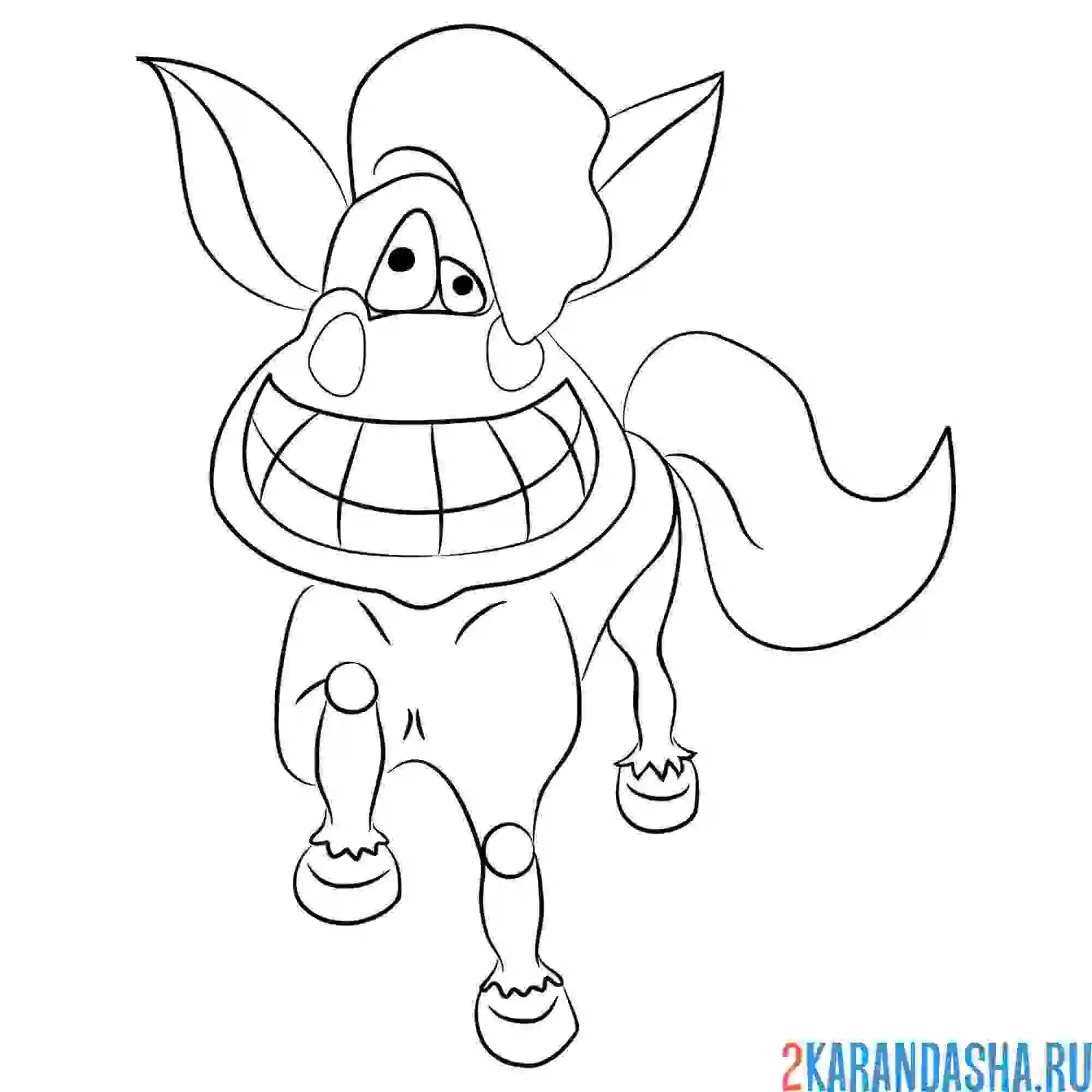 Раскраска смешная лошадь