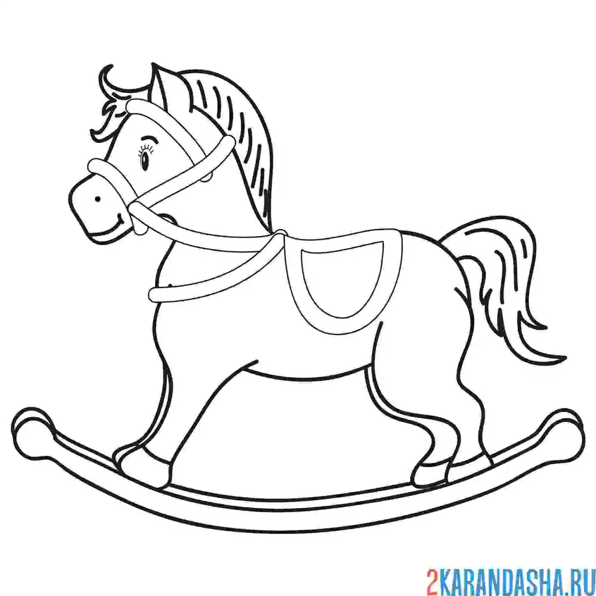 Раскраска лошадка качалка