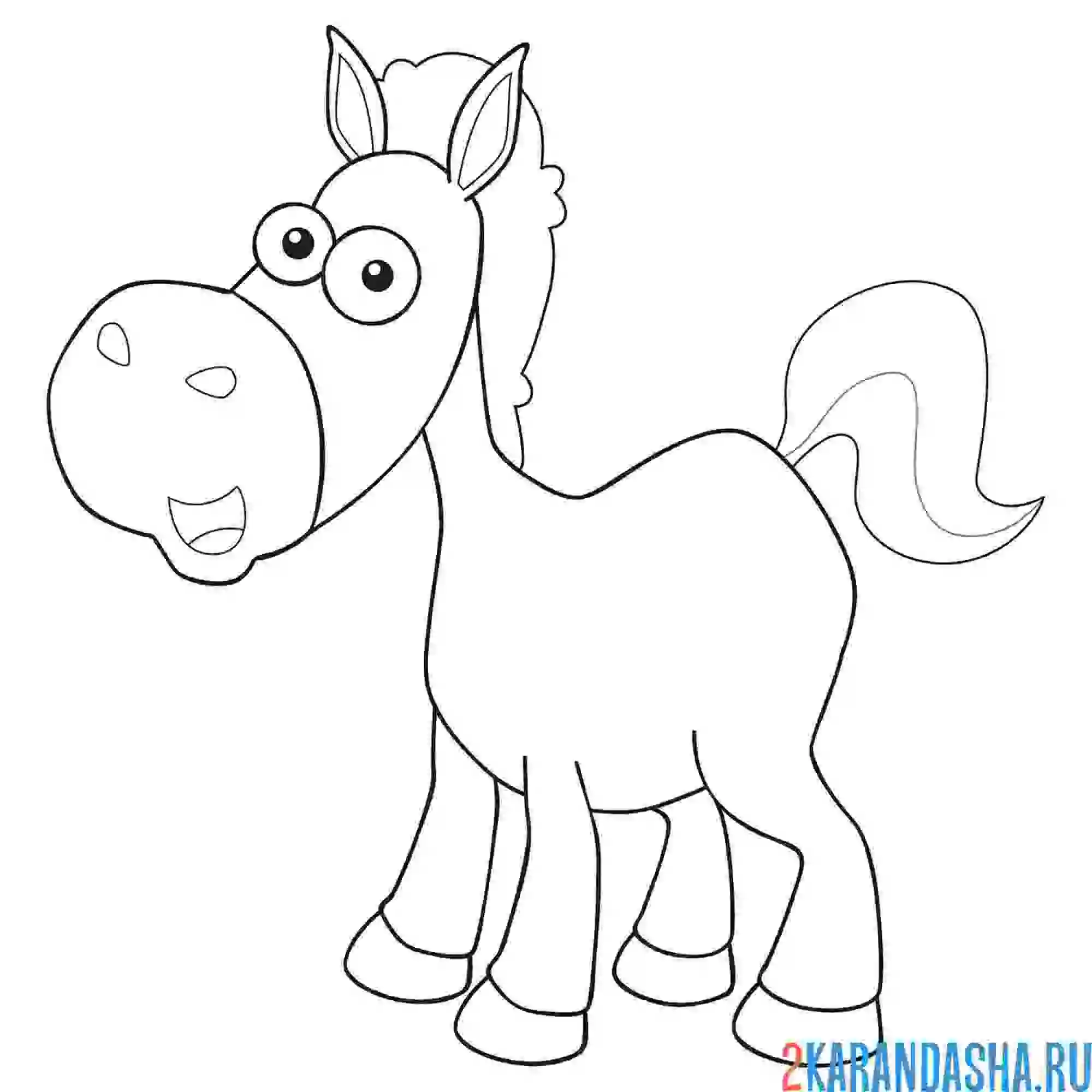 Раскраска забавная лошадка
