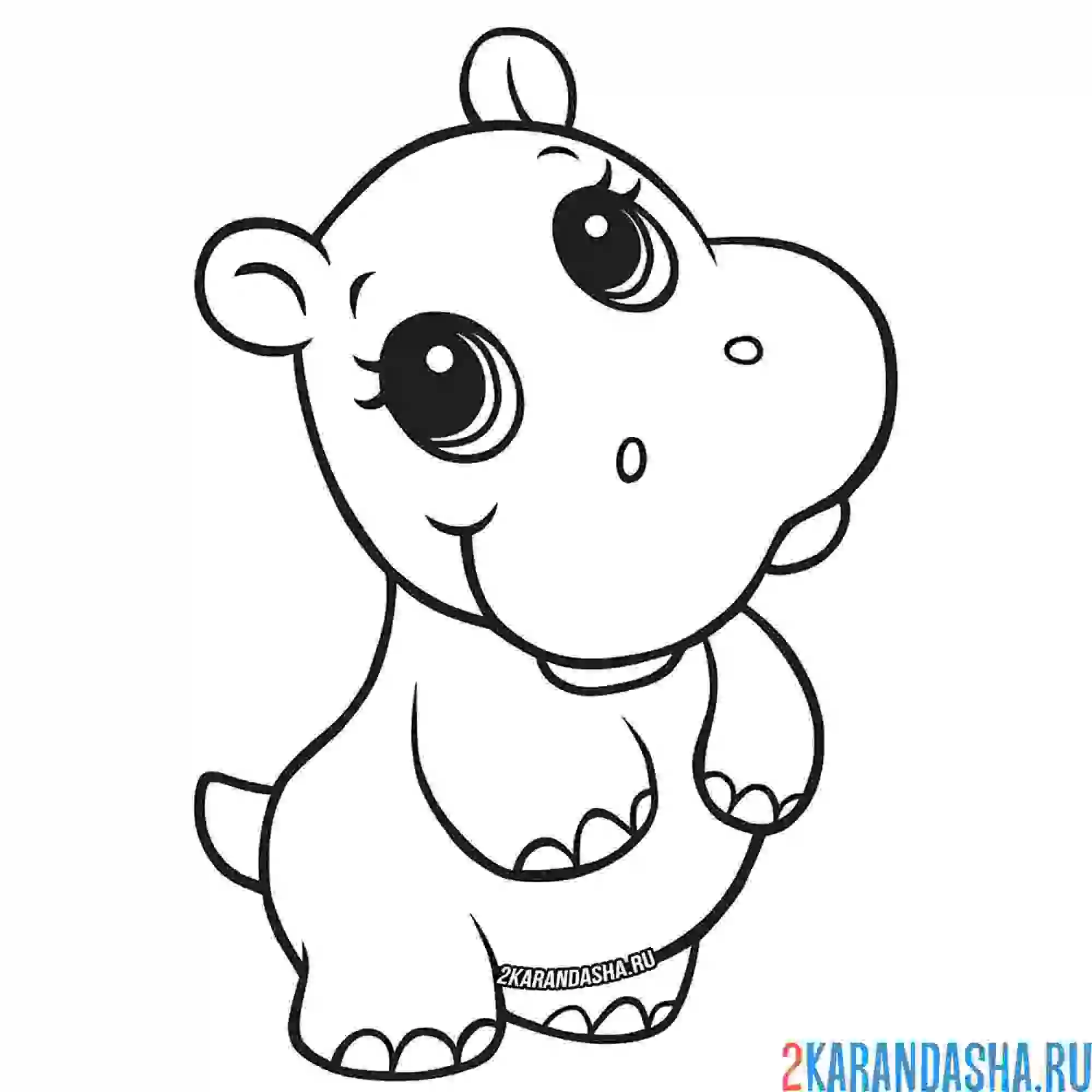 Раскраска бегемотик-милашка