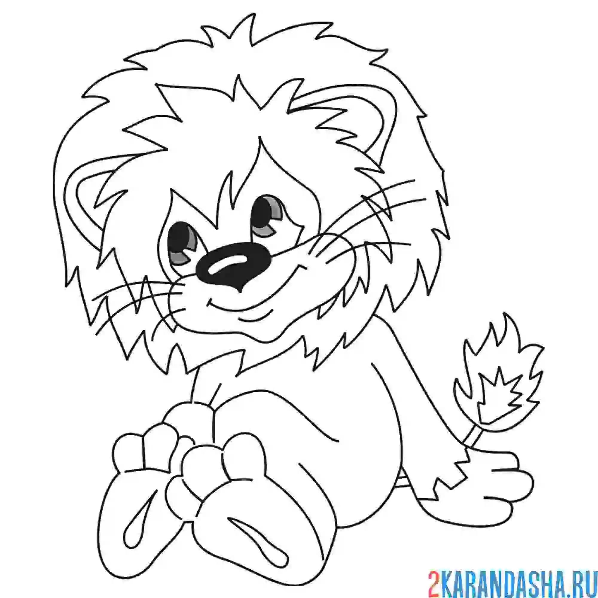 Раскраска львенок и черепаха из мультфильма