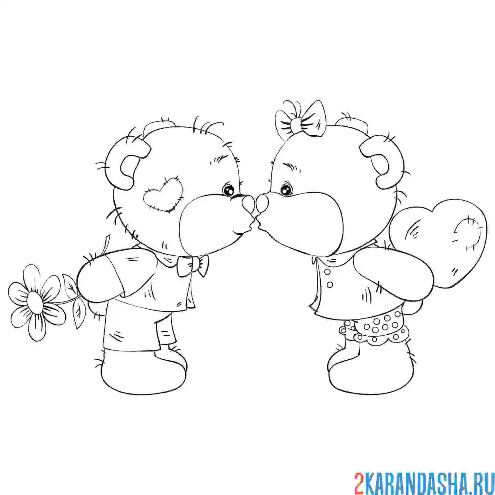 Раскраска мишка с сердечком