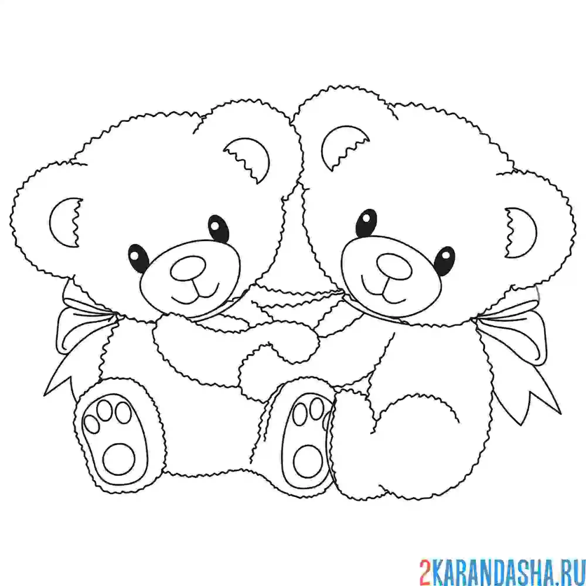 Раскраска девочка и мальчик плюшевые мишки
