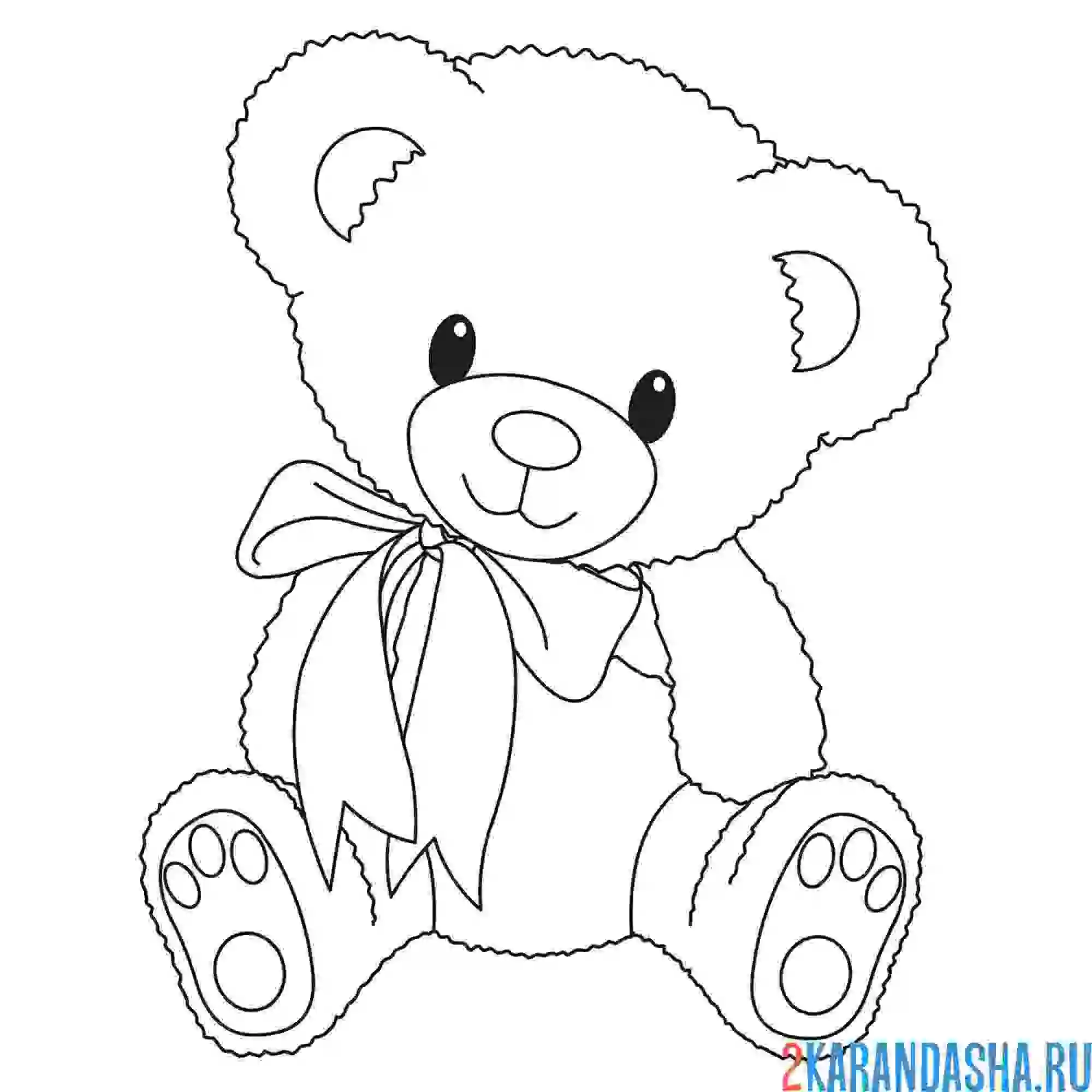 Раскраска игрушечный плюшевый медвежонок