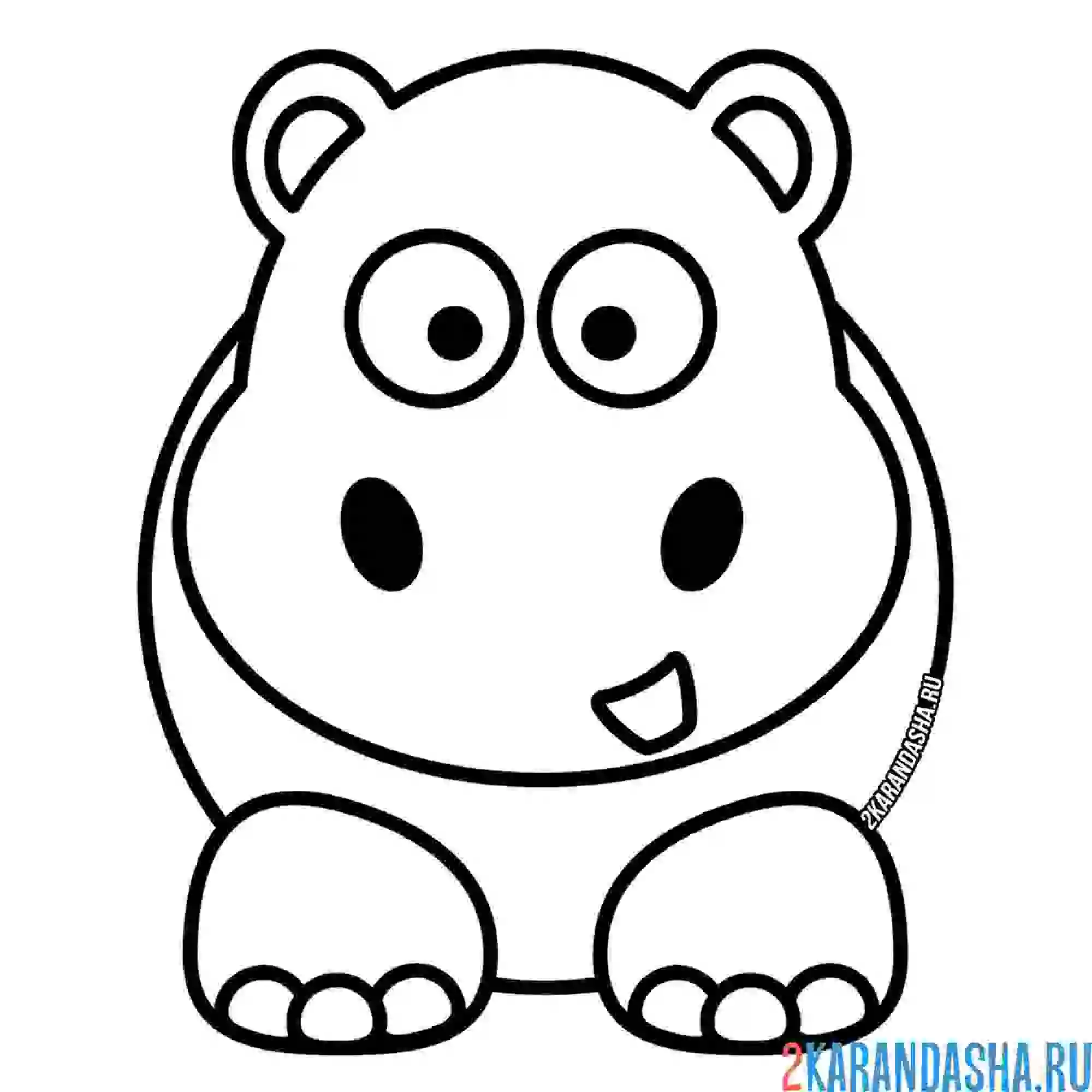 Раскраска простой бегемотик