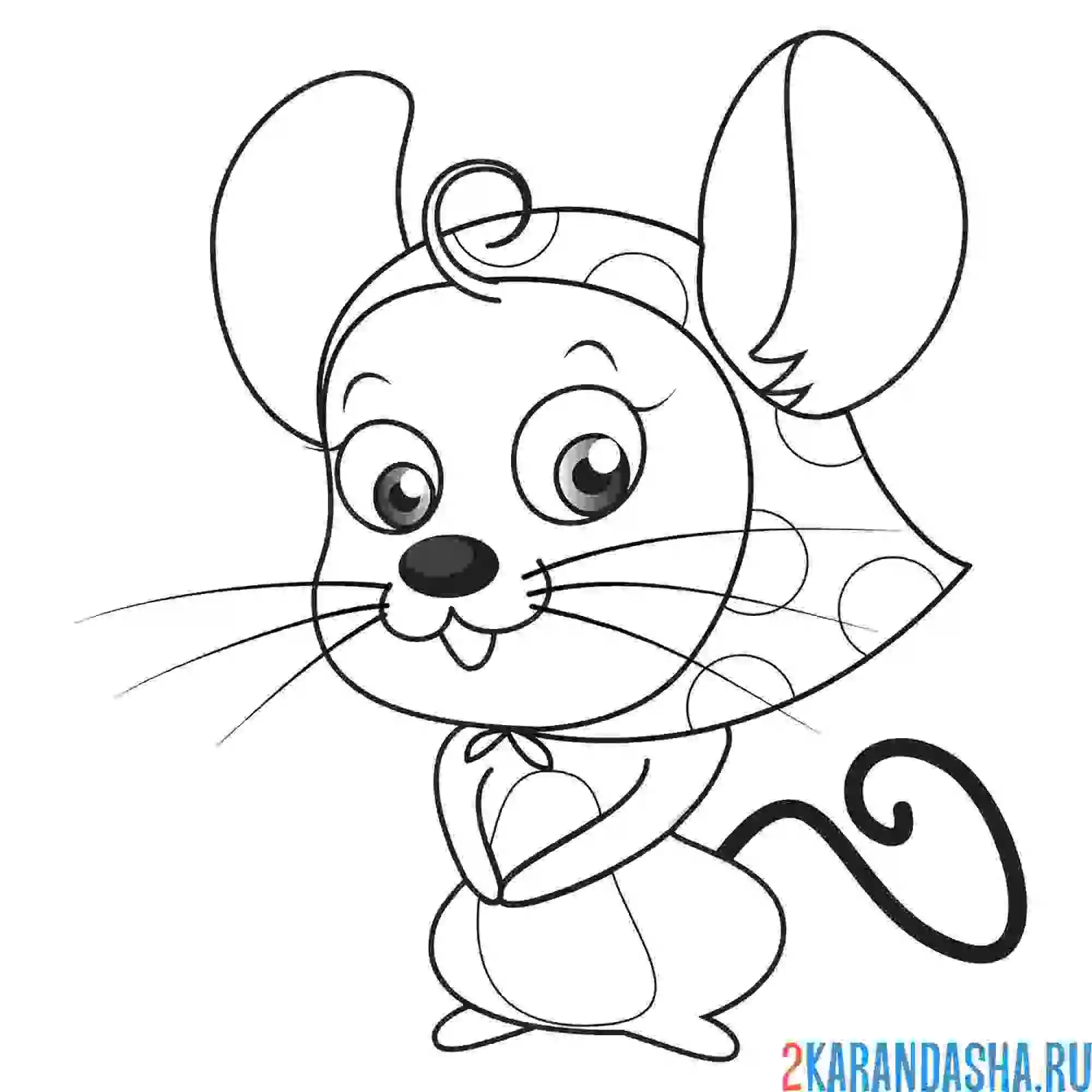 Раскраска девочка мышка