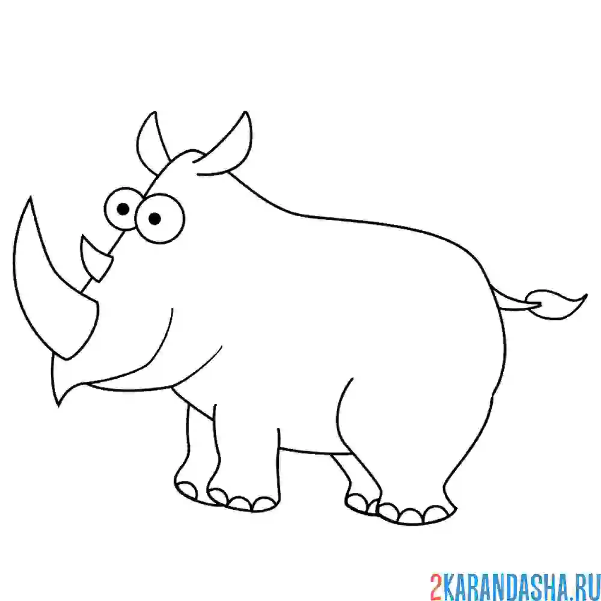 Раскраска носорог простой