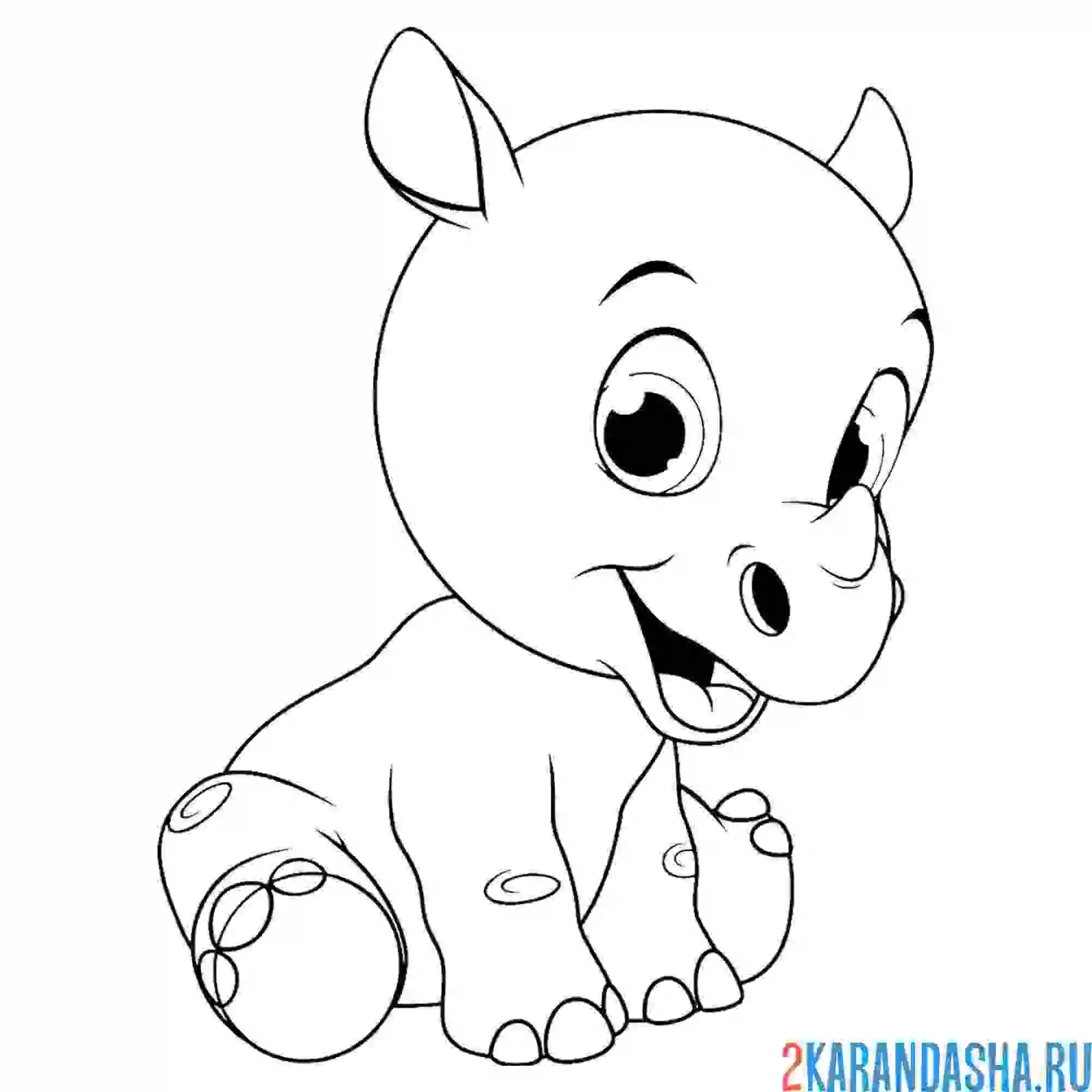 Раскраска милый носорог