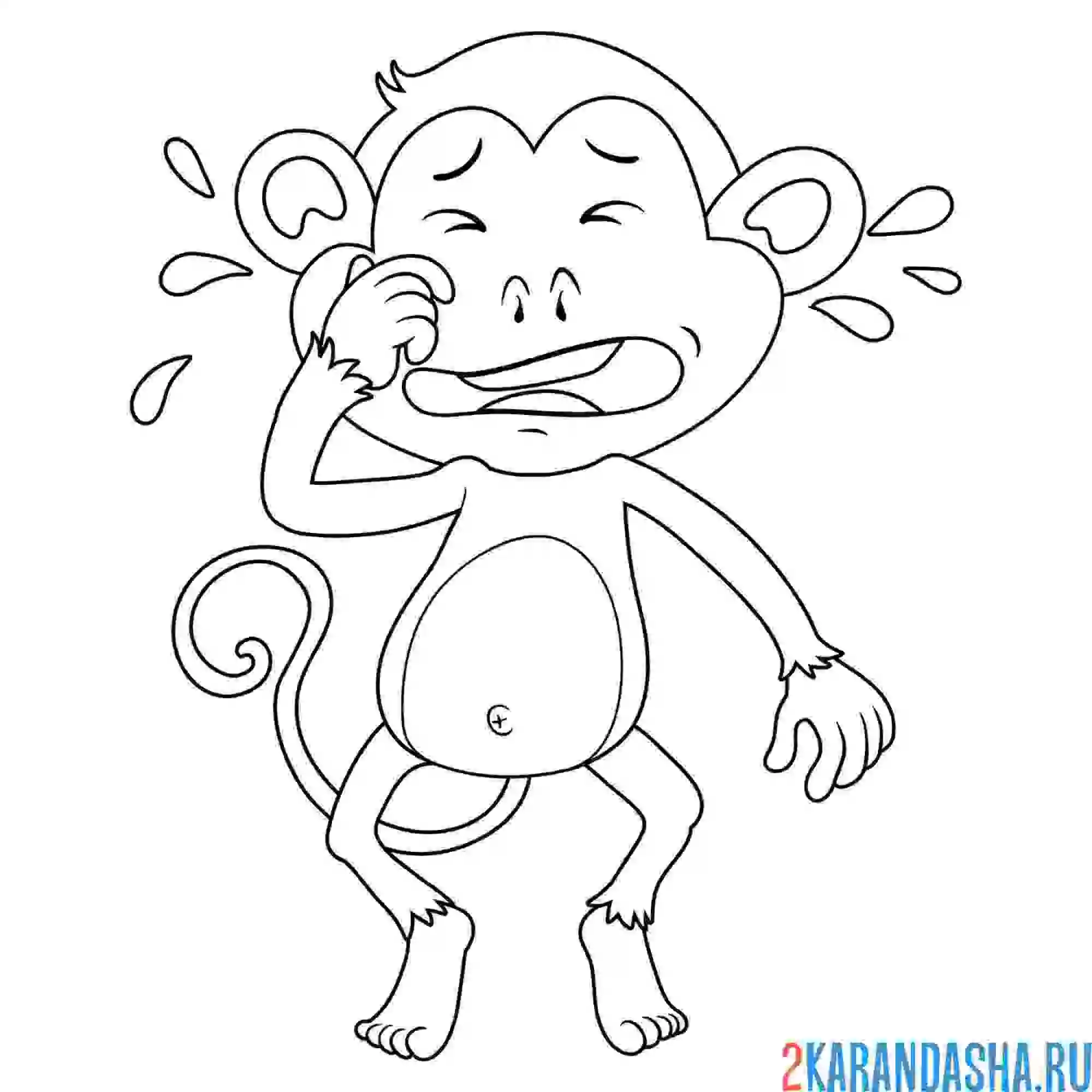 Раскраска обезьяна плачет