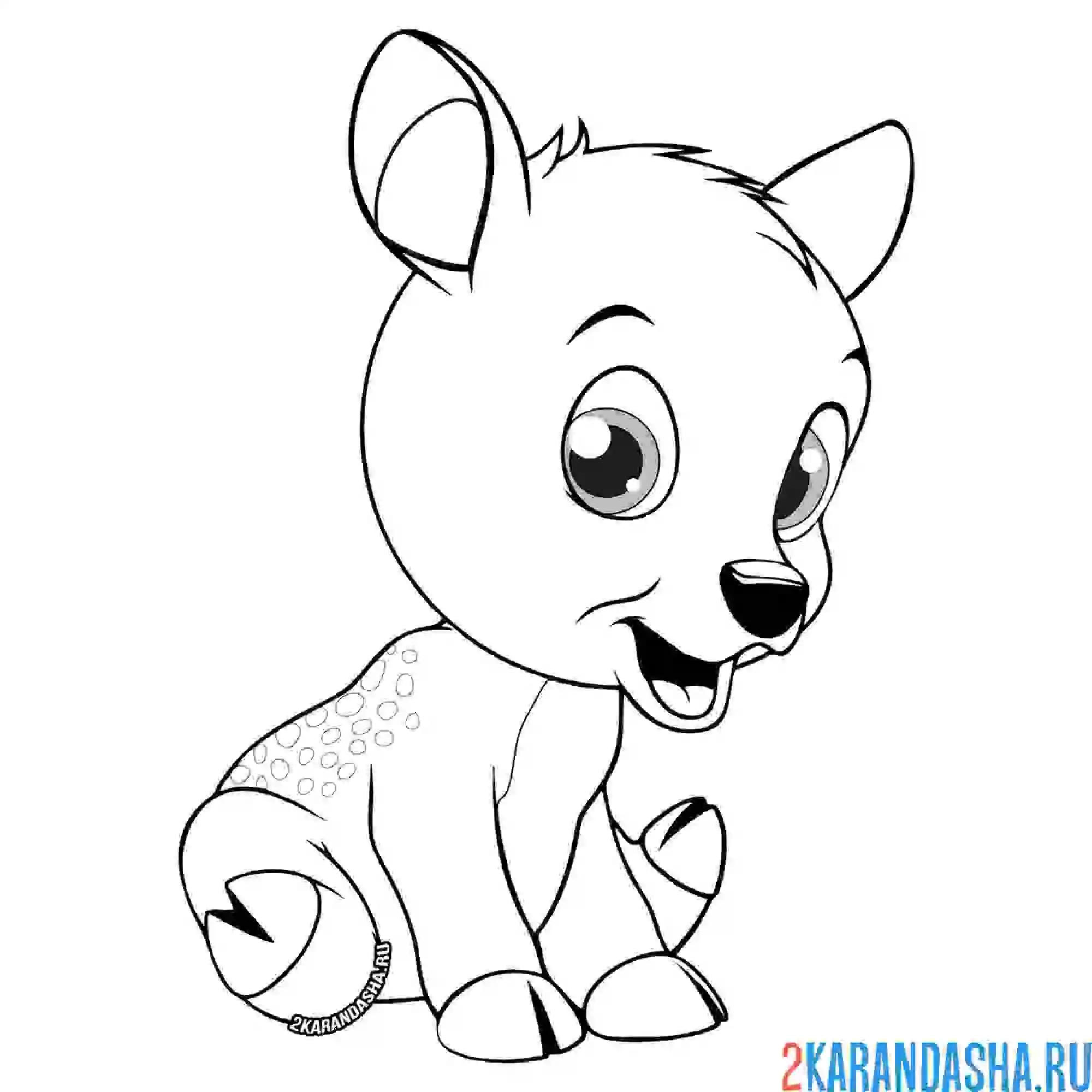 Раскраска милый оленонок пятнистый