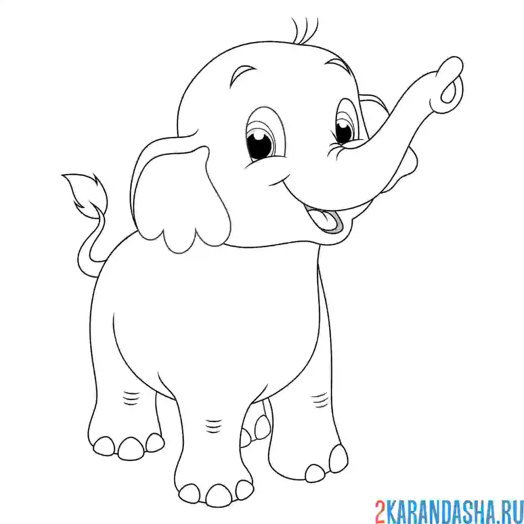 Раскраска слоненок улыбается