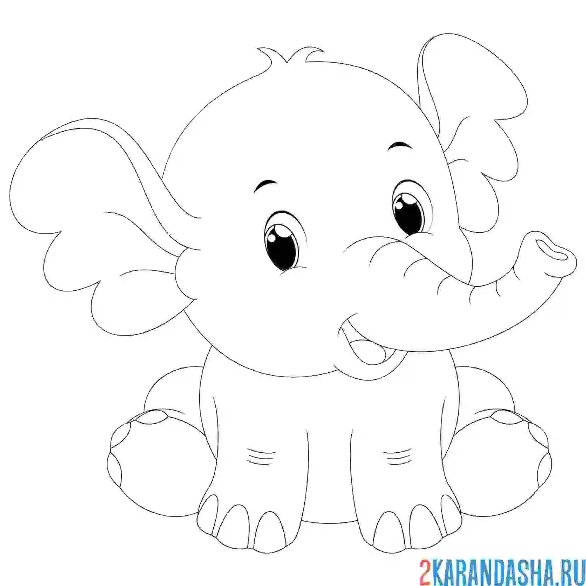 Раскраска слоник сидит