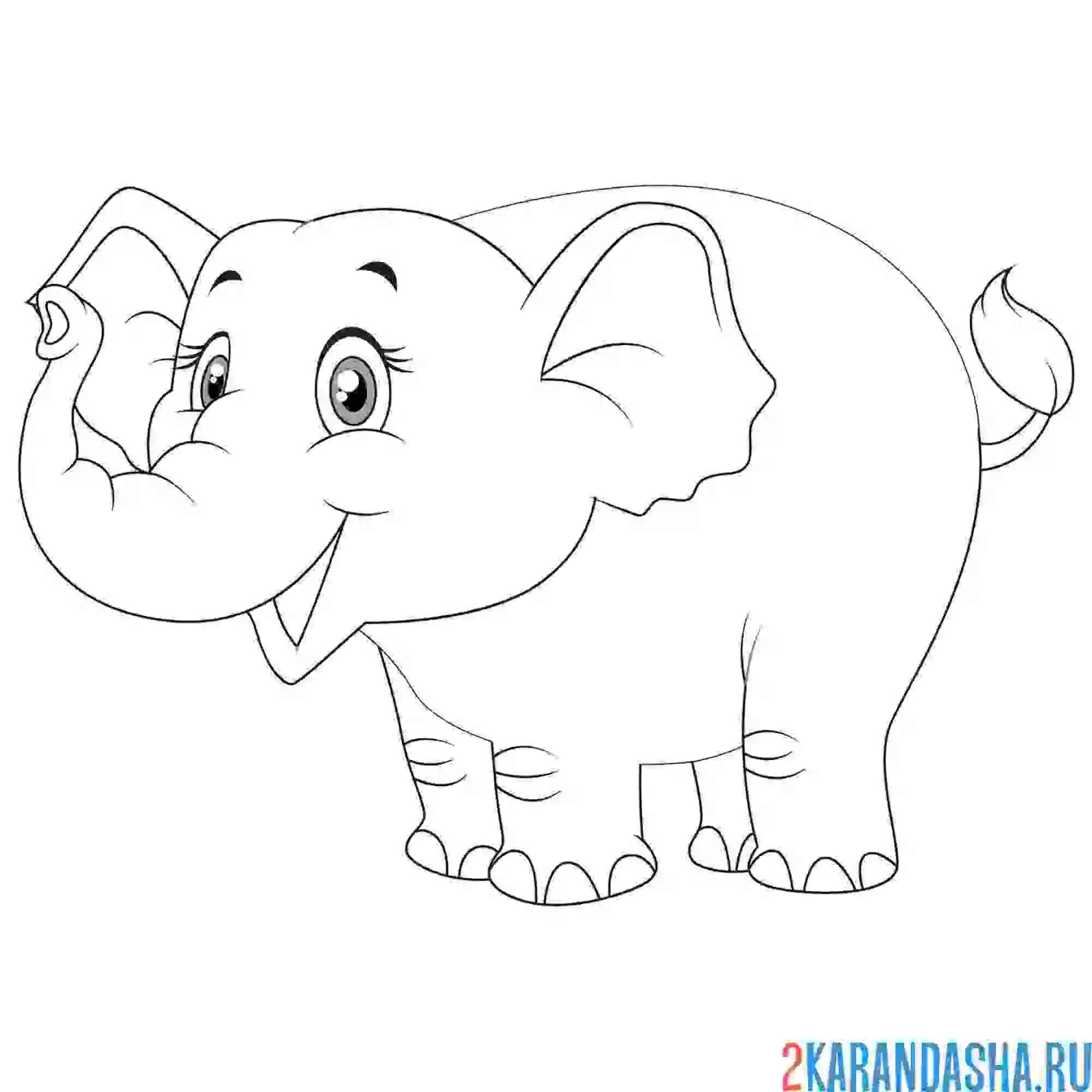Раскраска слон девочка