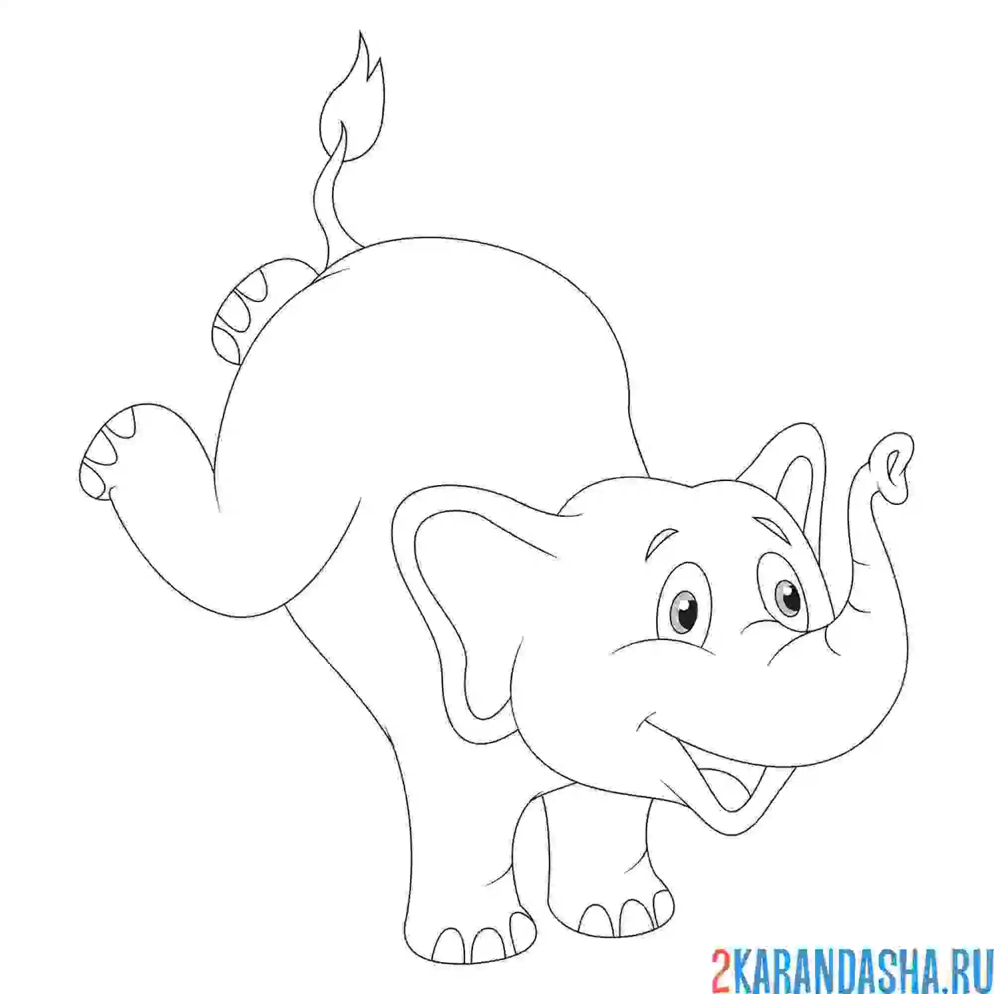 Раскраска африканский слон на передних лапах